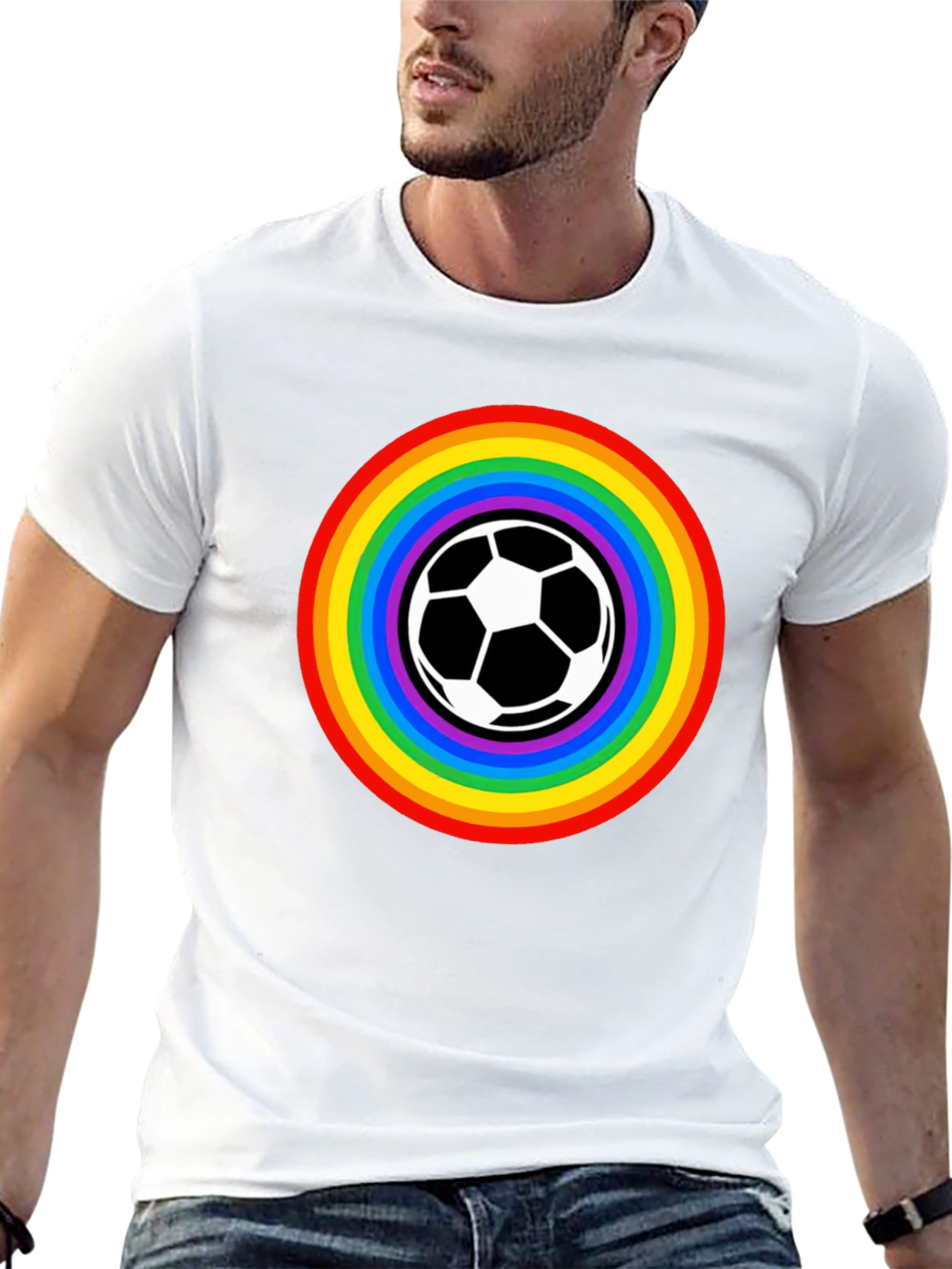 Rainbow Soccer Ball Graphic Tee - Unisex