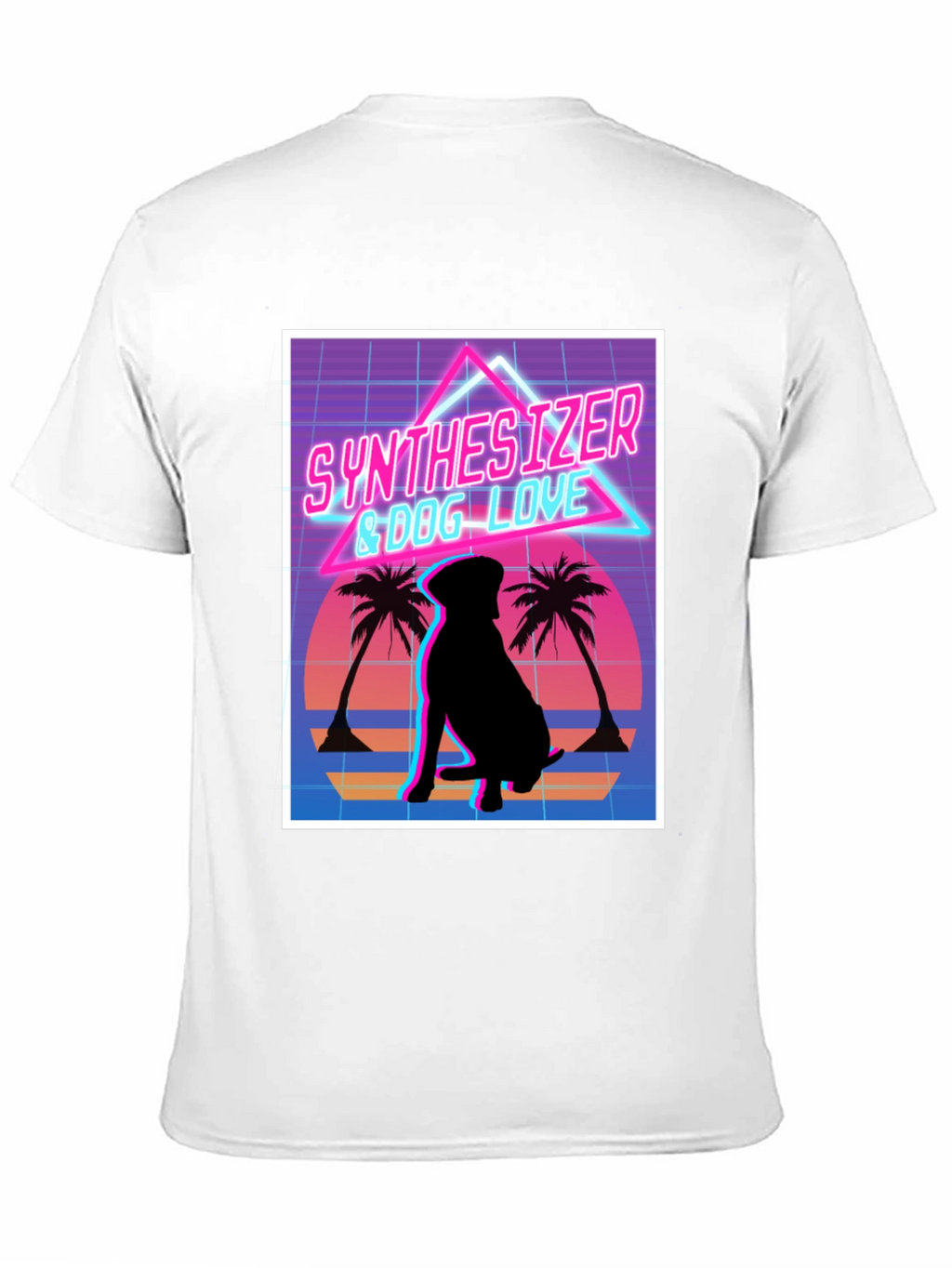 Synth Dog Love T-Shirt - Retro Wave Design