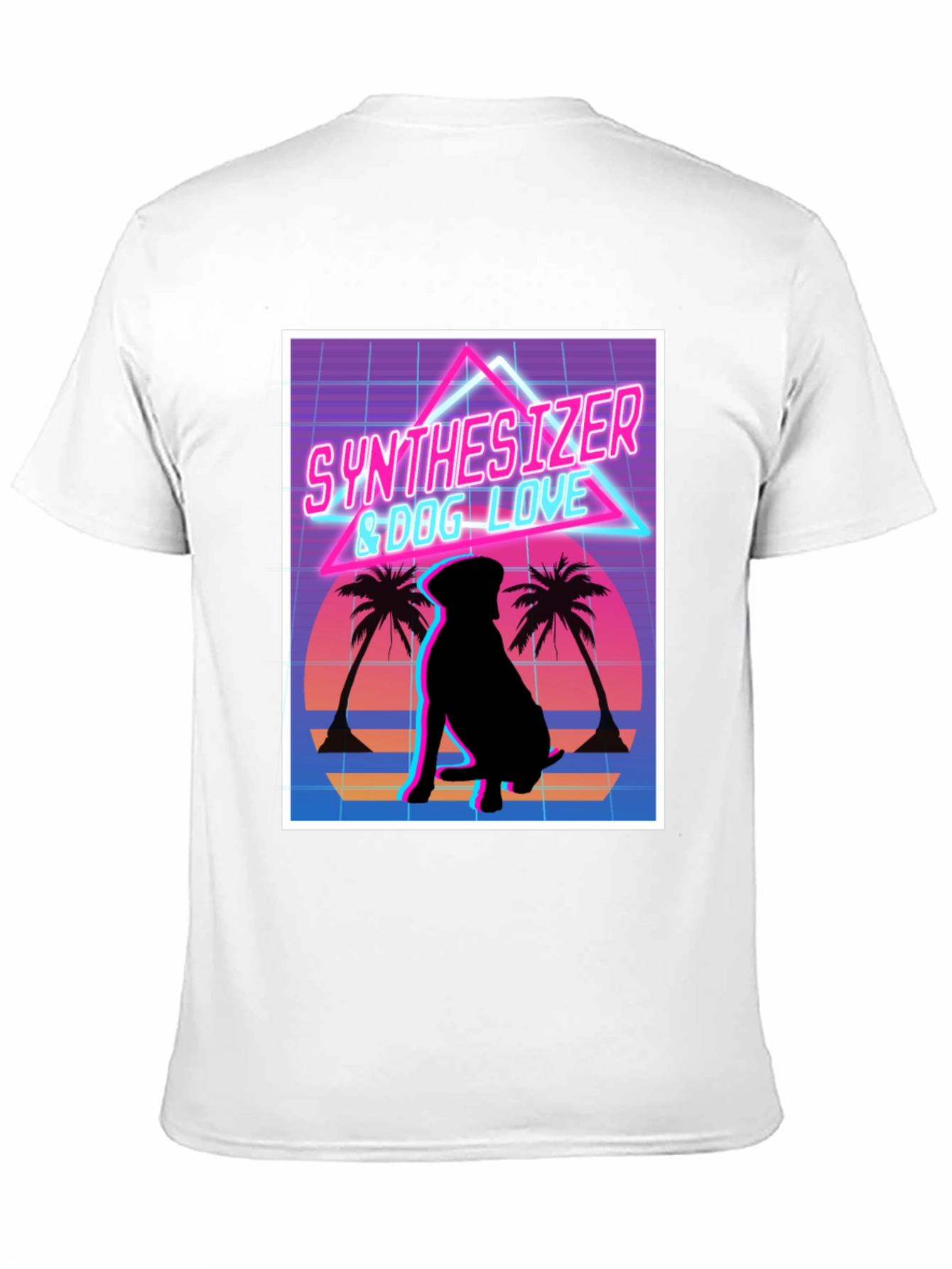 Synth Dog Love T-Shirt - Retro Wave Design