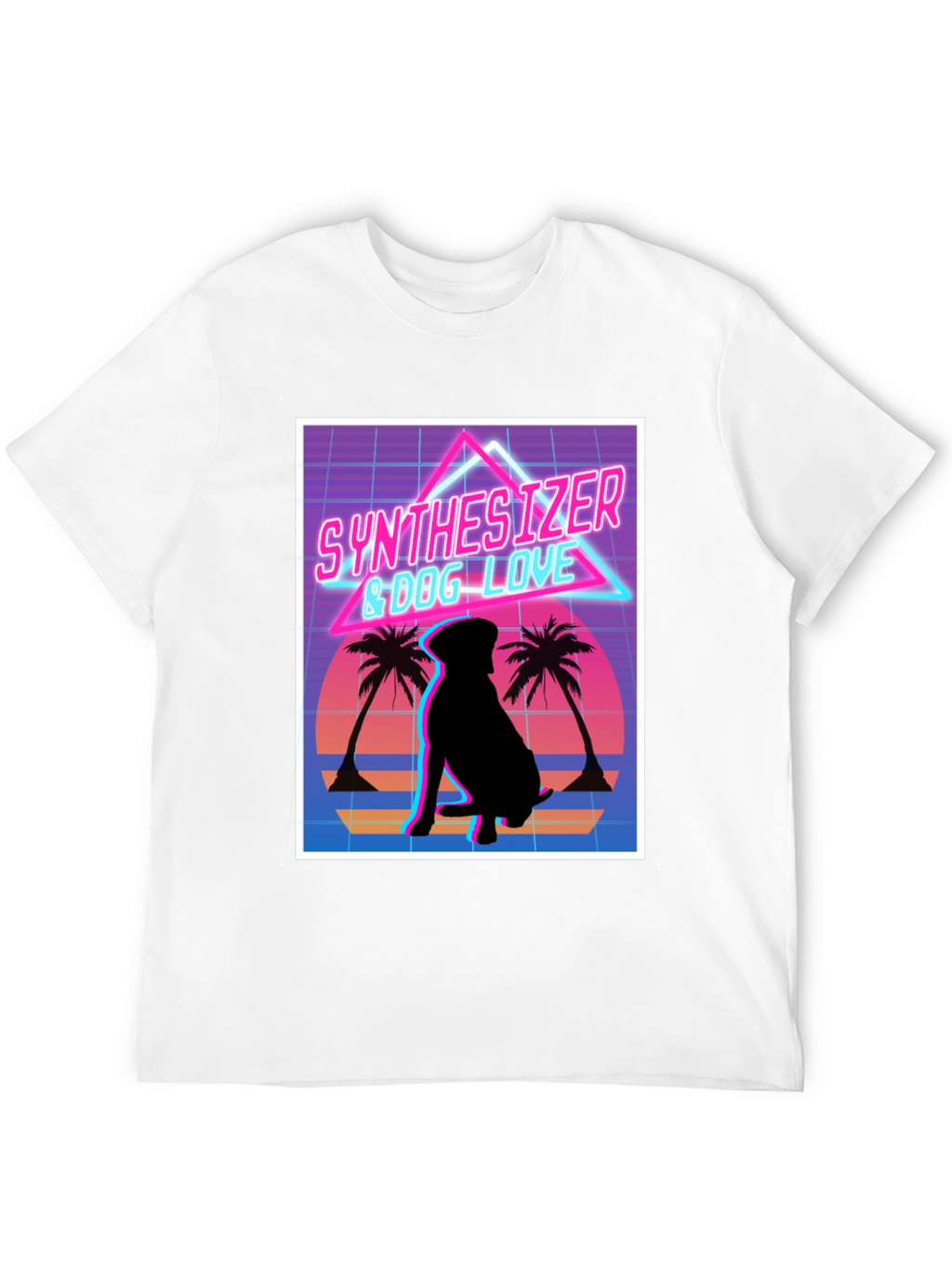 Synth Dog Love T-Shirt - Retro Wave Design