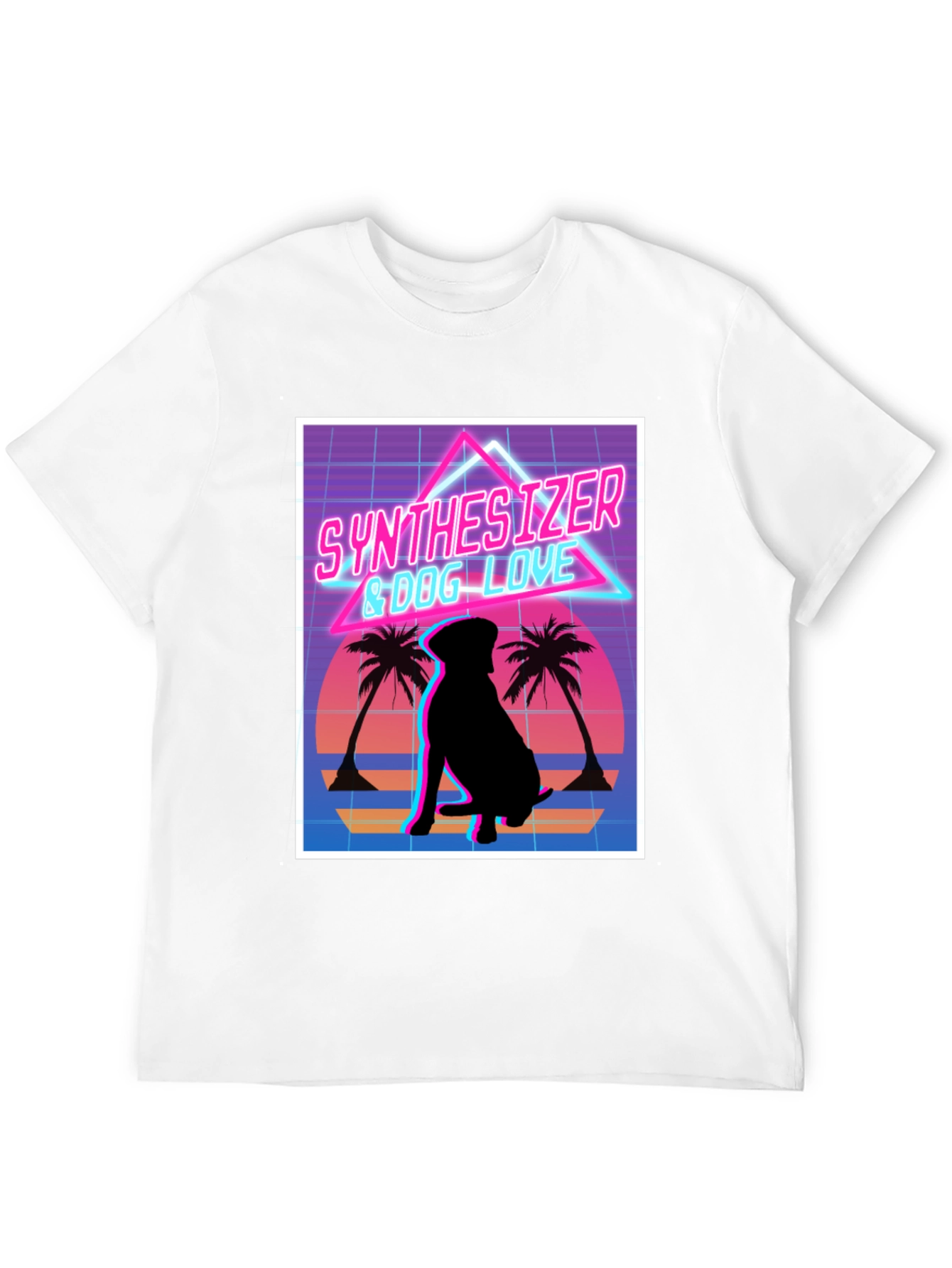 Synth Dog Love T-Shirt - Retro Wave Design