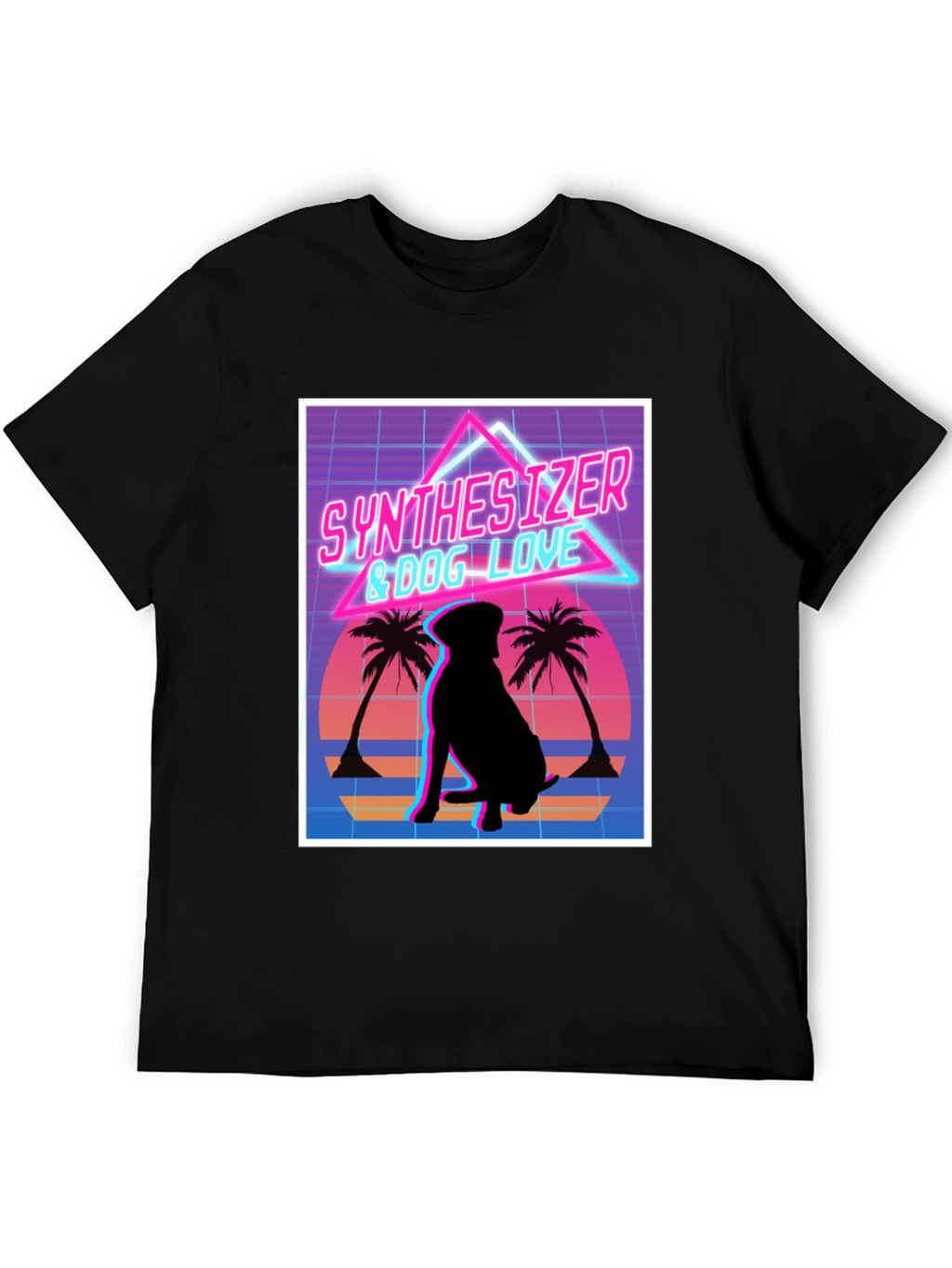 Synth Dog Love T-Shirt - Retro Wave Design