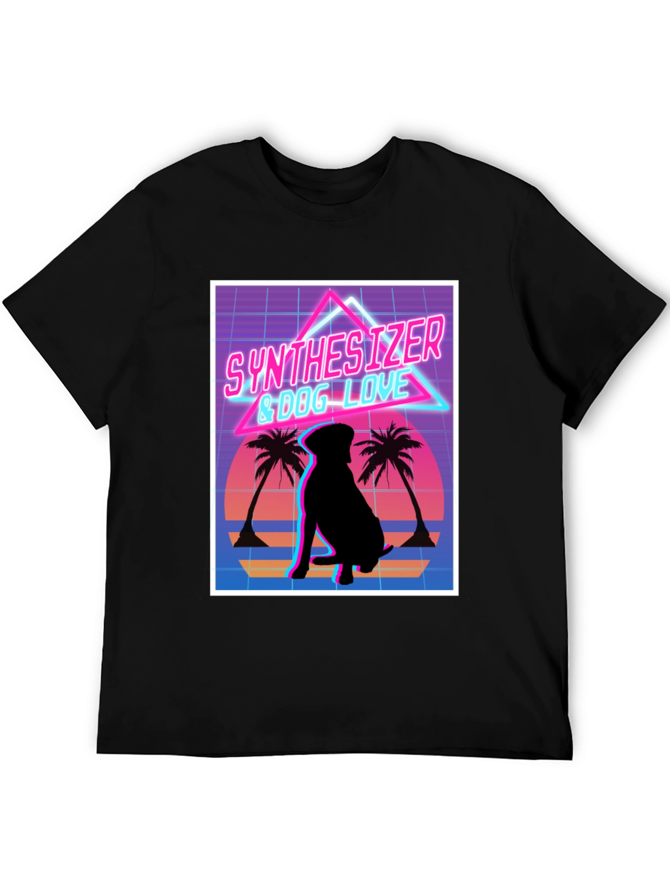 Synth Dog Love T-Shirt - Retro Wave Design