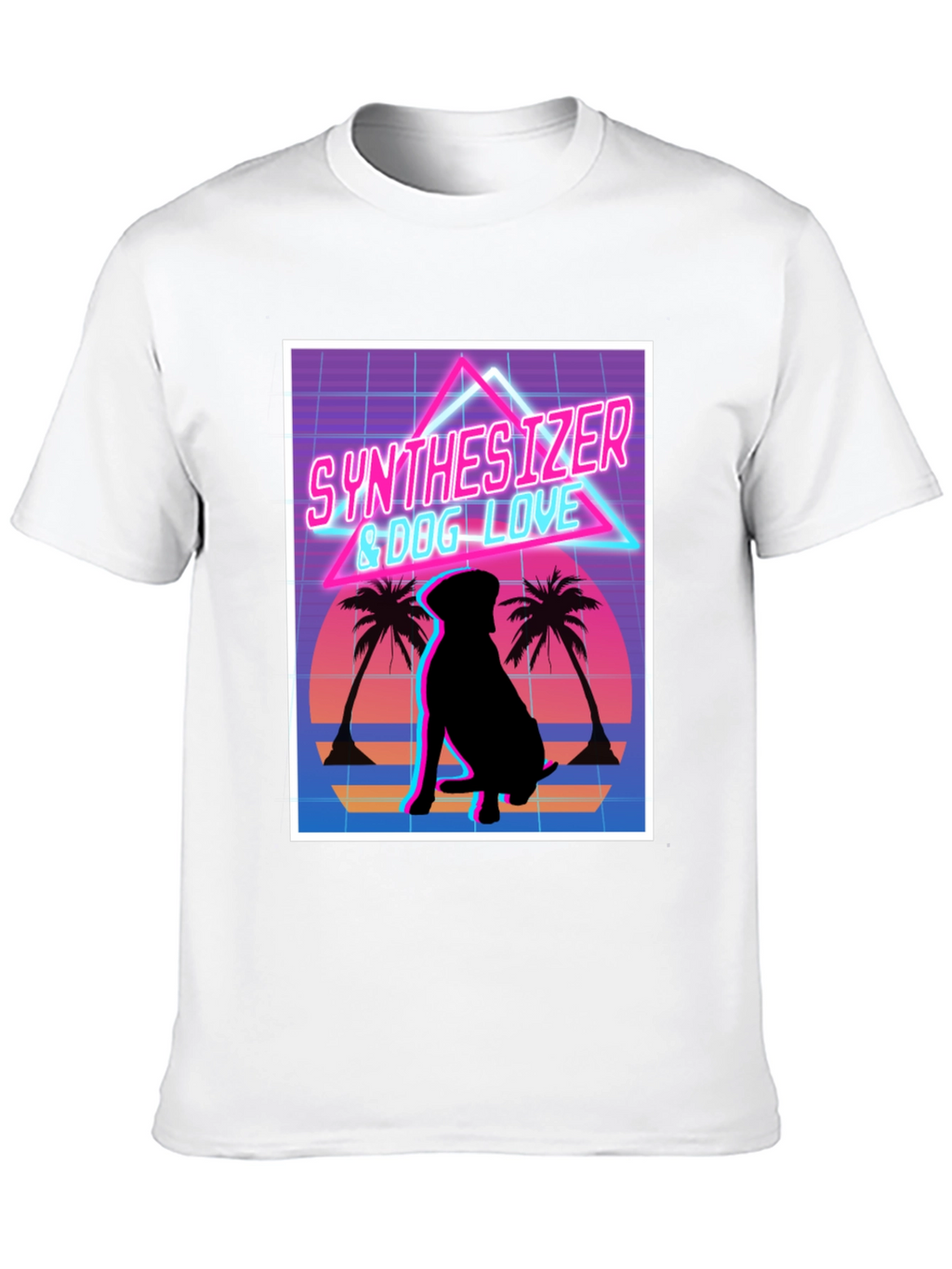 Synth Dog Love T-Shirt - Retro Wave Design