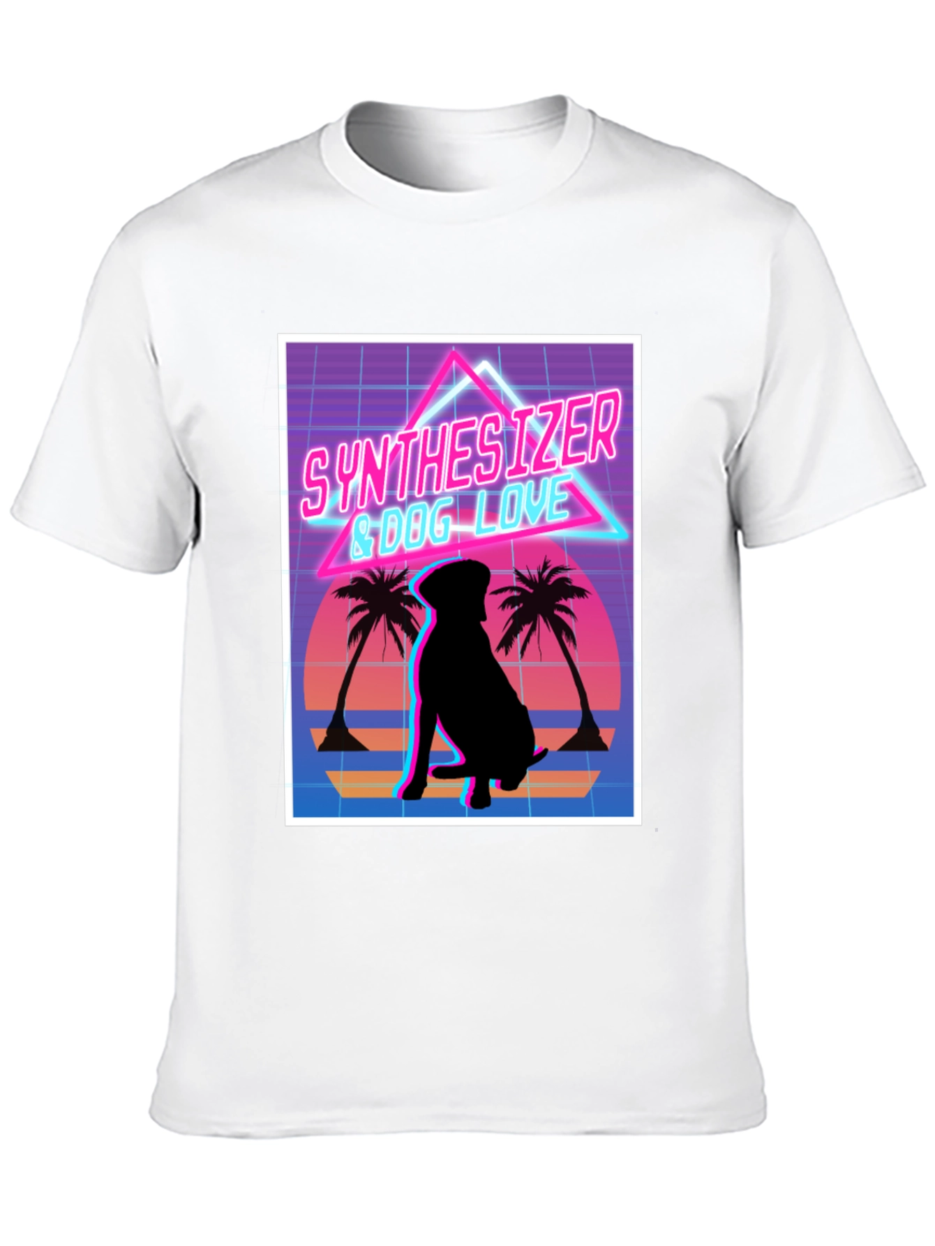 Synth Dog Love T-Shirt - Retro Wave Design