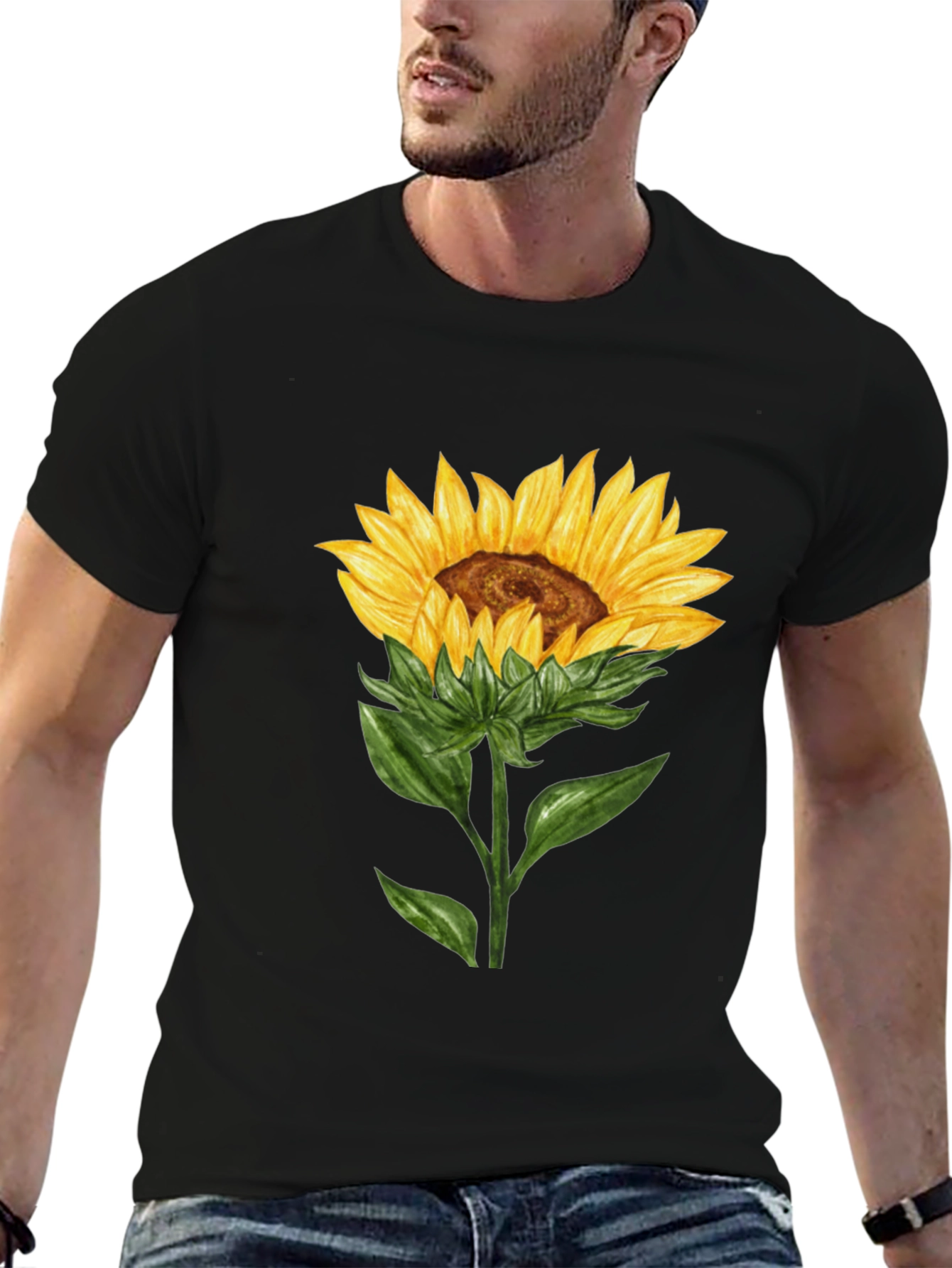 Sunflower Graphic T-Shirt - Black Cotton Tee