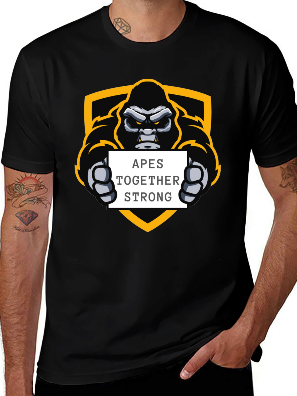 Apes Together Strong Black Graphic Tee