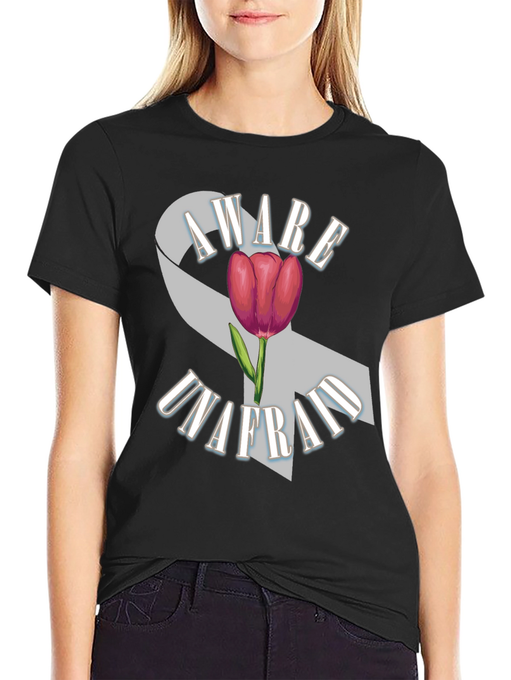 Aware Unafraid Ribbon & Tulip T-Shirt