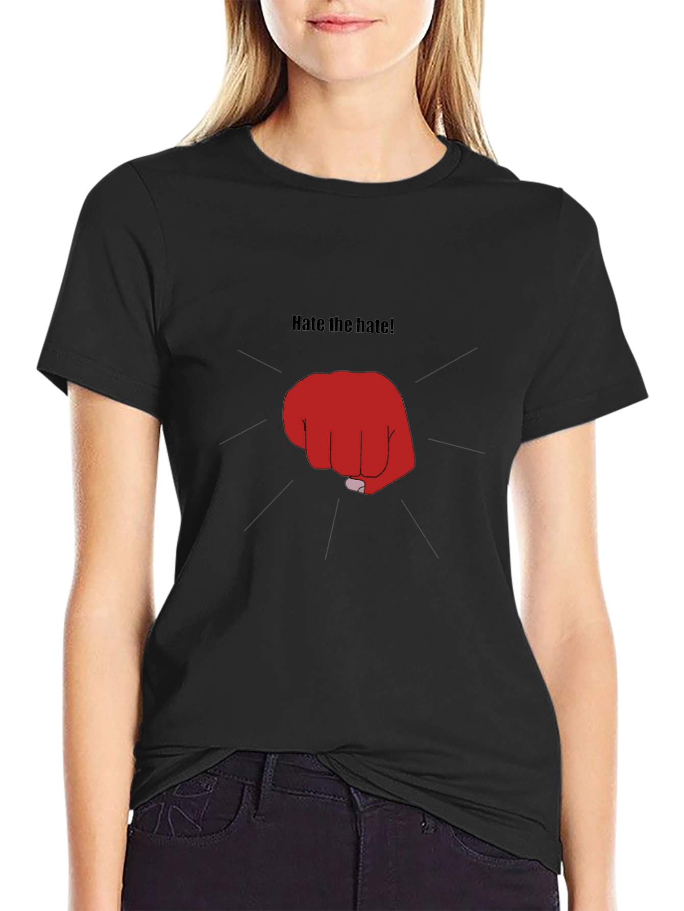 Hate the Hate! Graphic Print Black T-Shirt