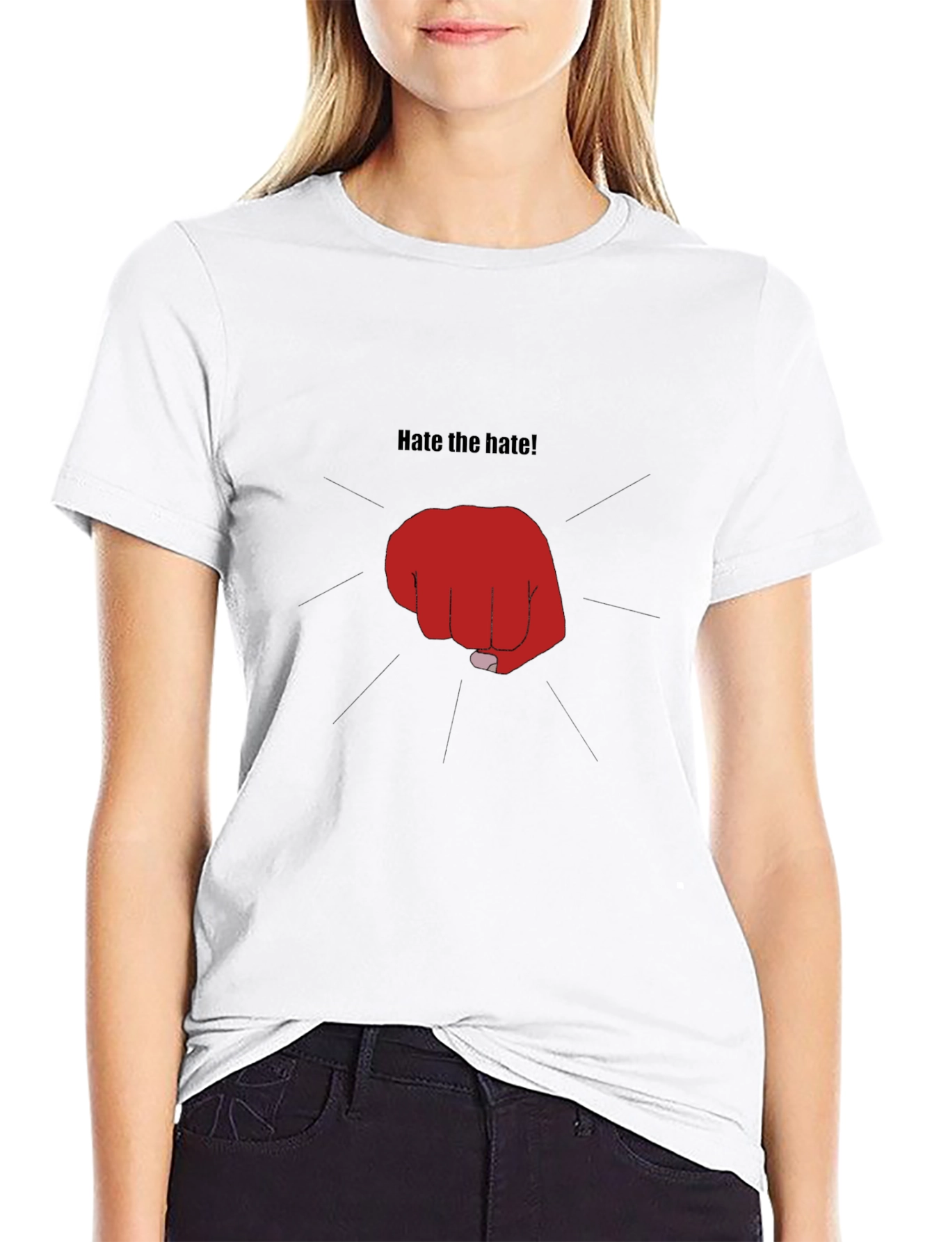 Hate the Hate! Graphic Print Black T-Shirt