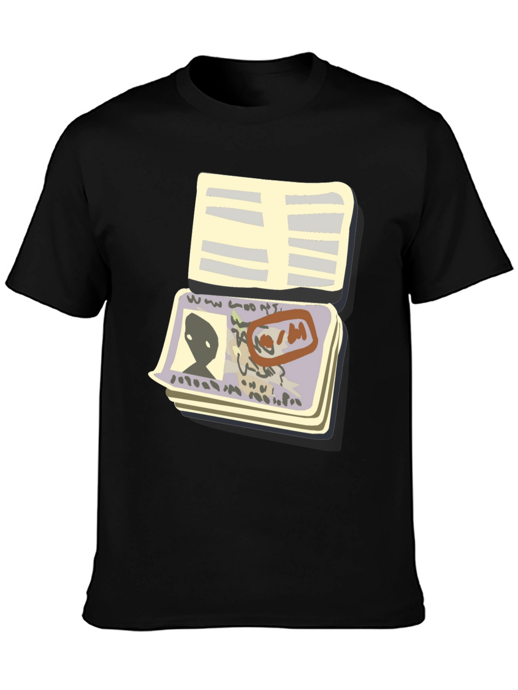 Alien Passport T-Shirt - Black Novelty Tee