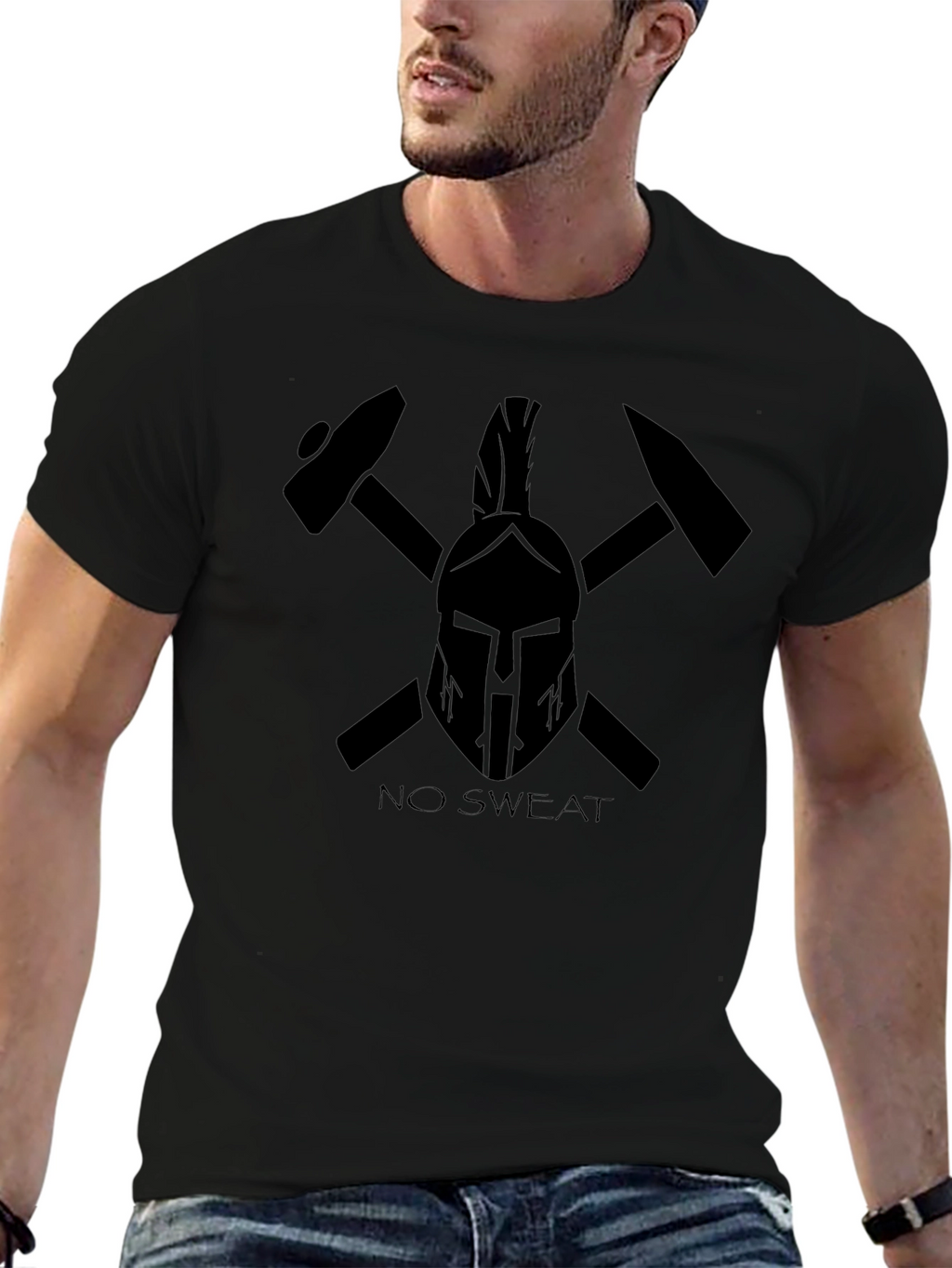 No Sweat Spartan Helmet Graphic T-Shirt