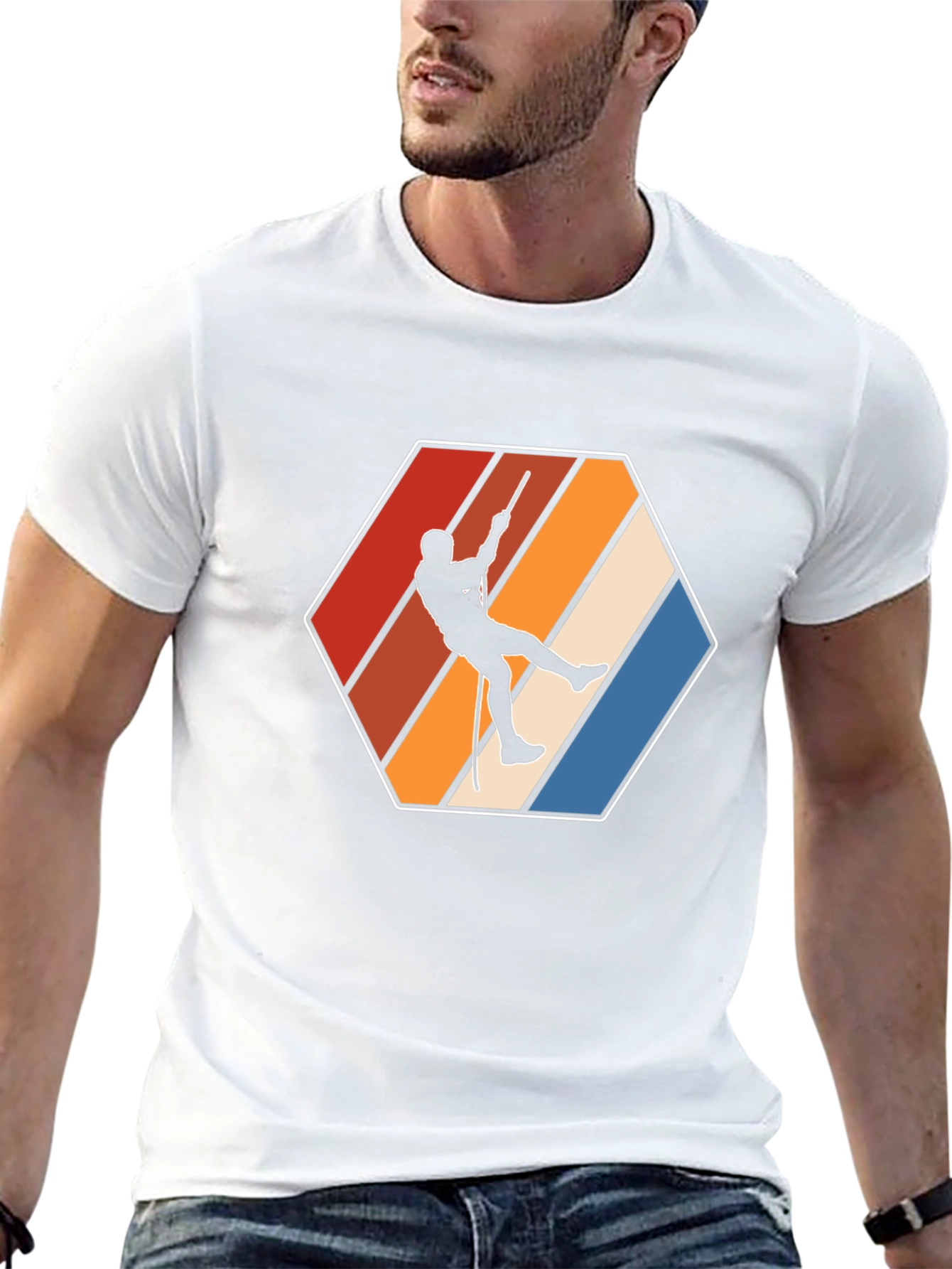 Retro Rock Climbing T-Shirt - Unique Hexagon Design