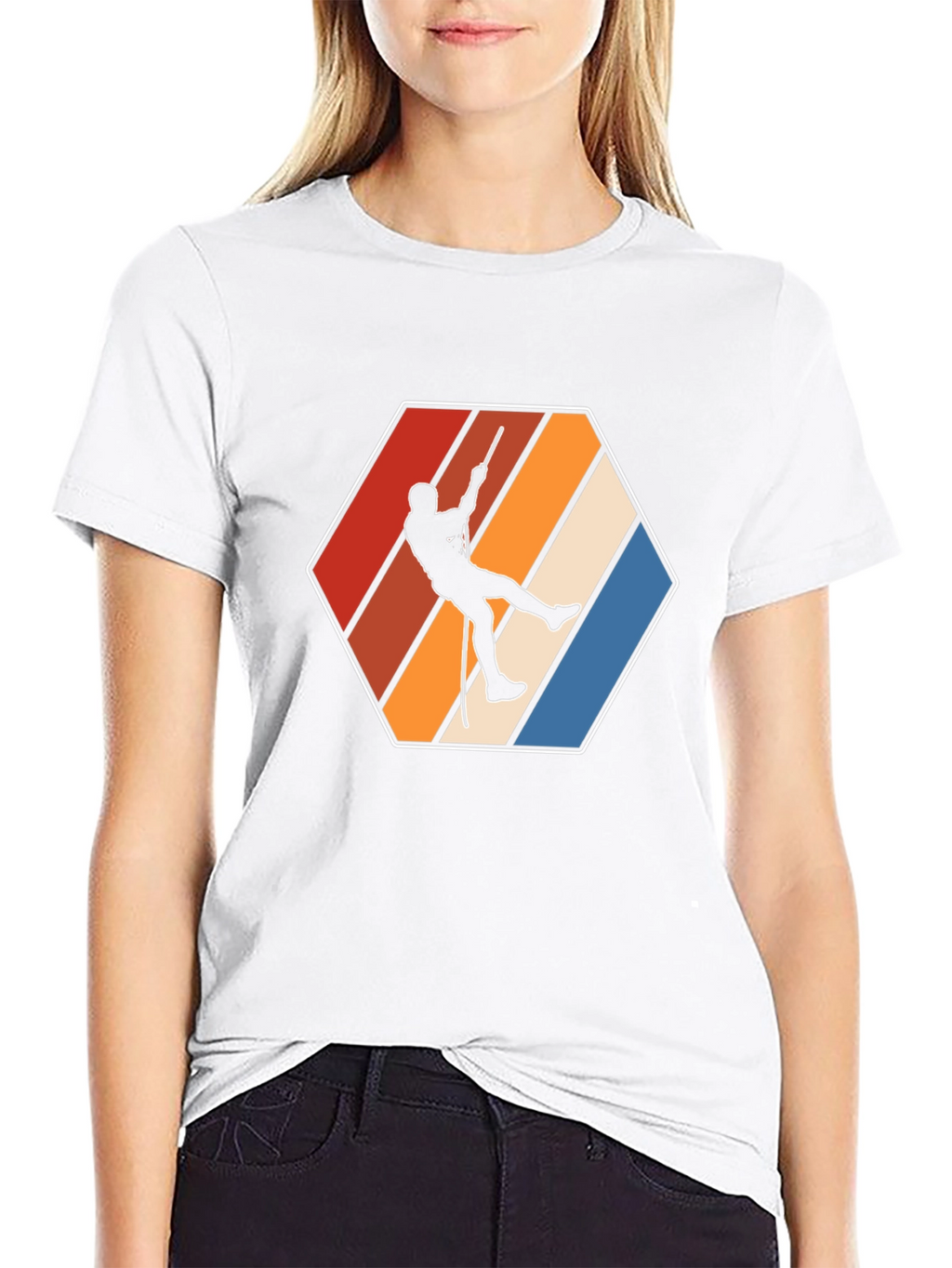 Retro Rock Climbing T-Shirt - Unique Hexagon Design