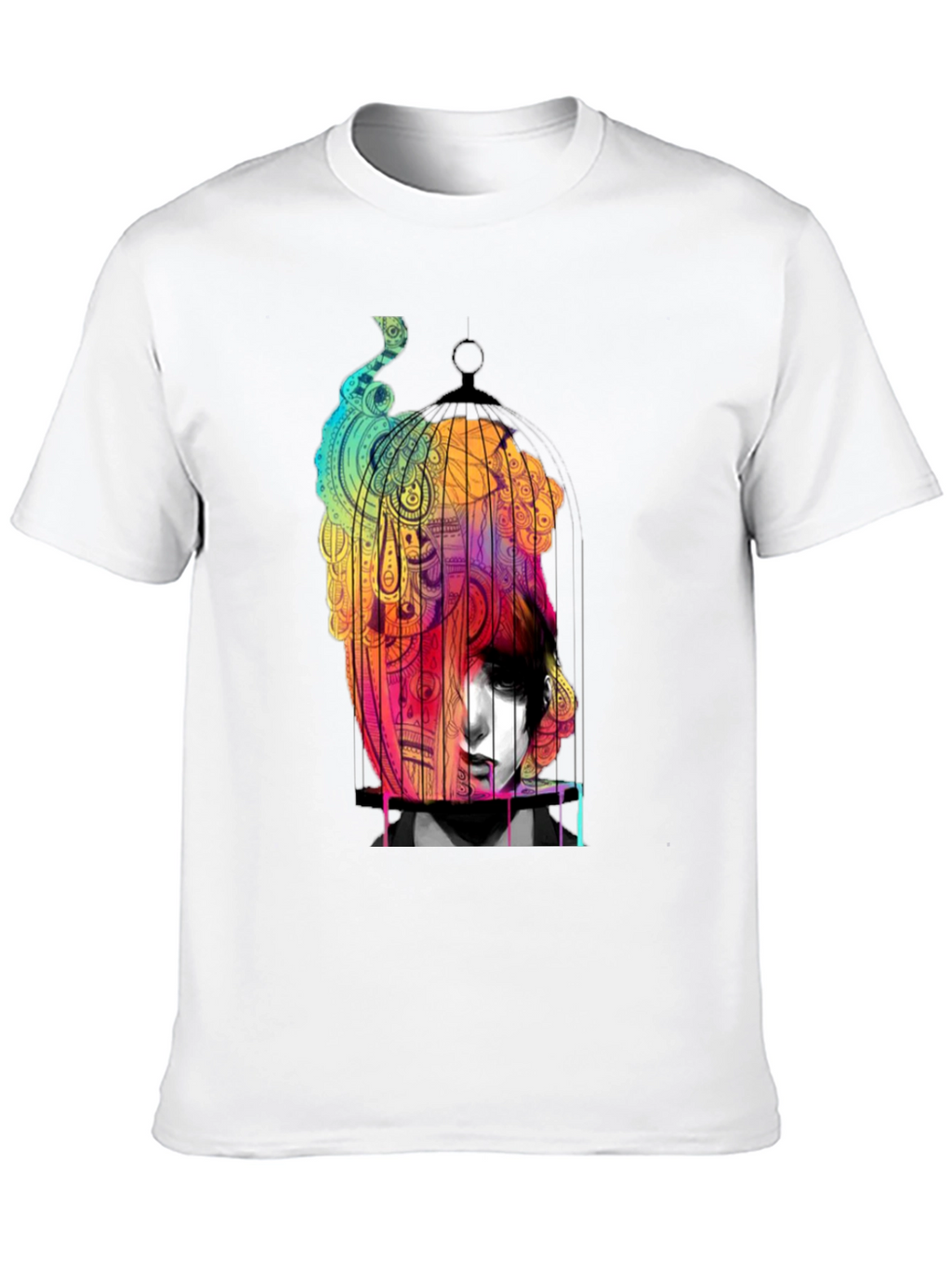 Artistic Caged Soul Black Graphic T-Shirt