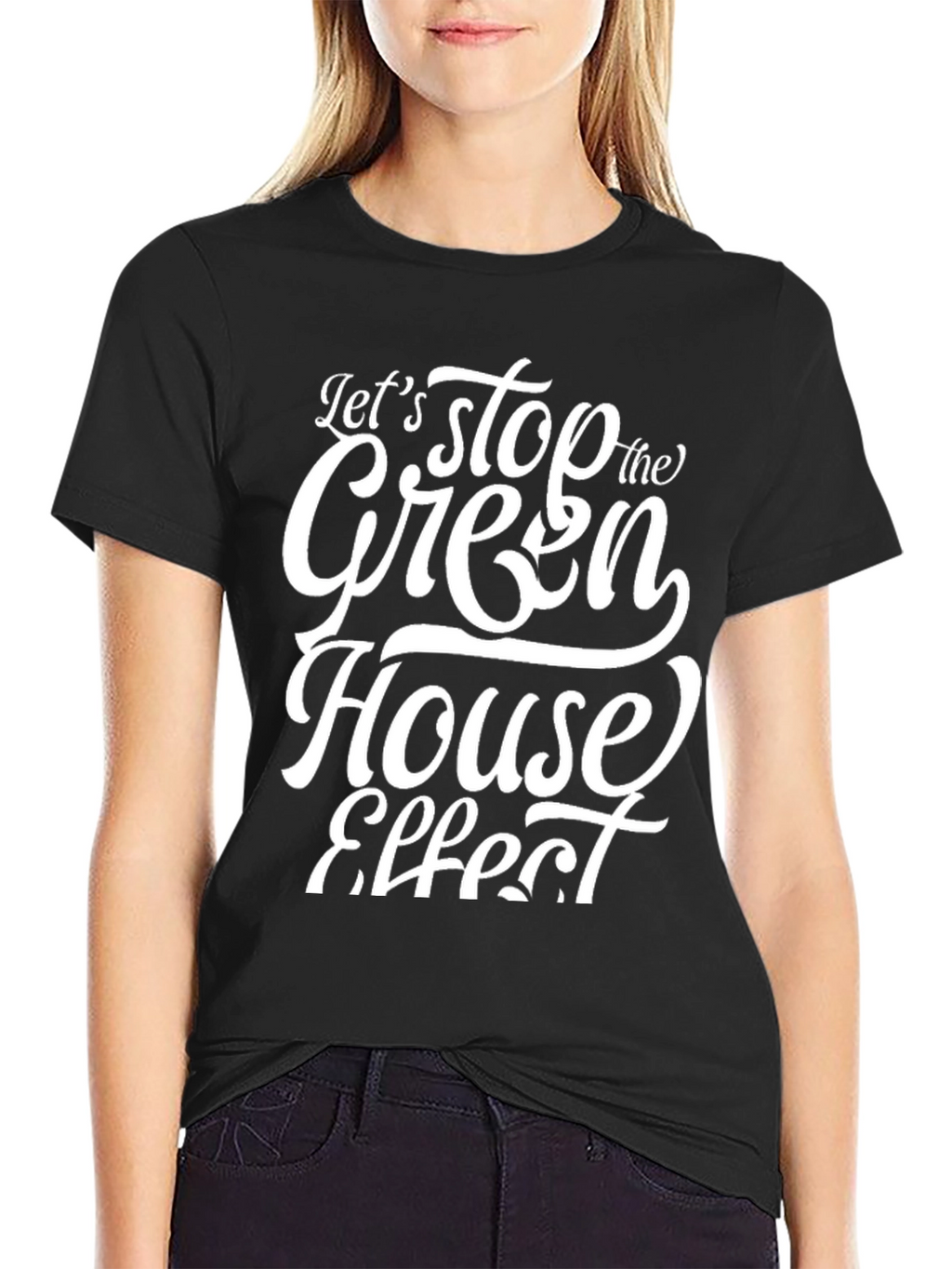 Stop Greenhouse Effect Black Graphic T-Shirt