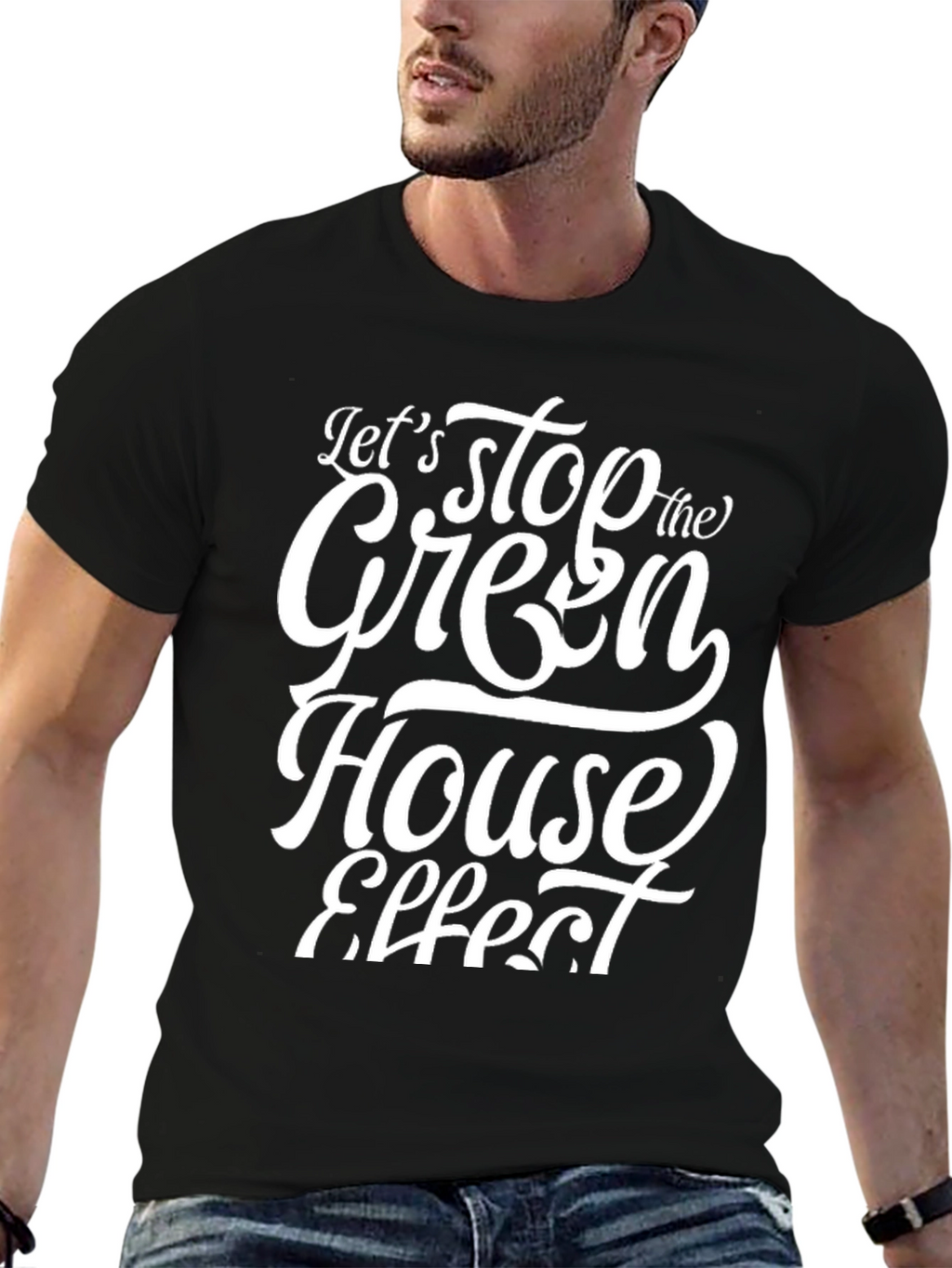Stop Greenhouse Effect Black Graphic T-Shirt