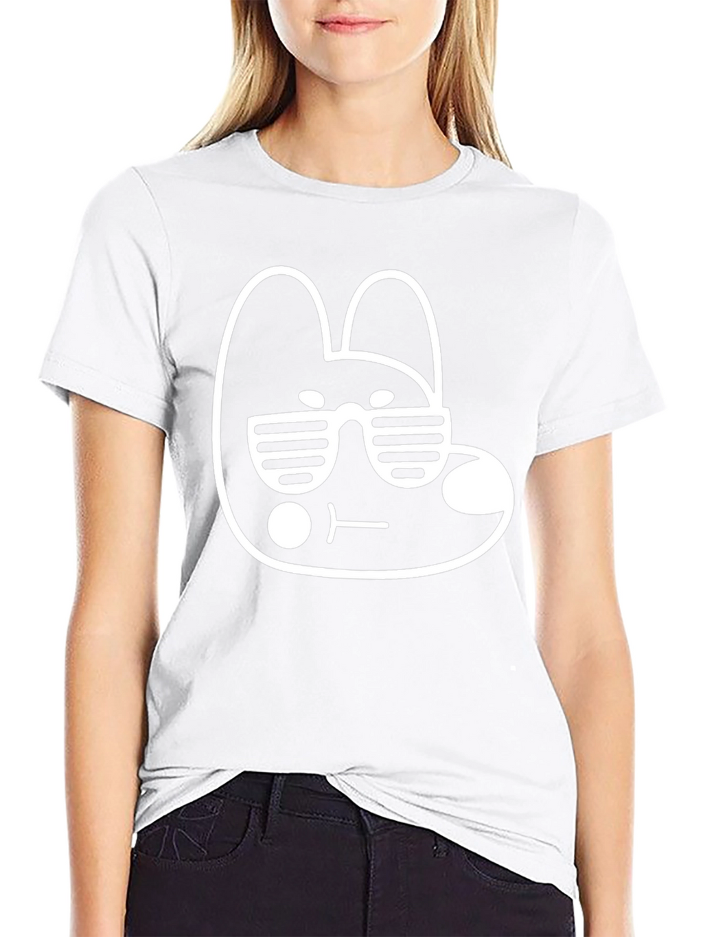 Cool Bunny Graphic Tee - Black Cotton Blend