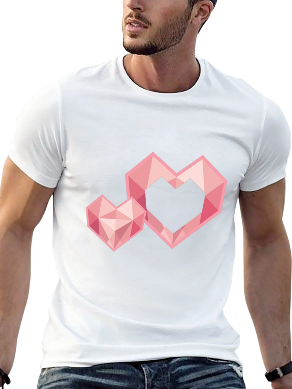 Geometric Heart Graphic Tee - Trendy Black T-Shirt
