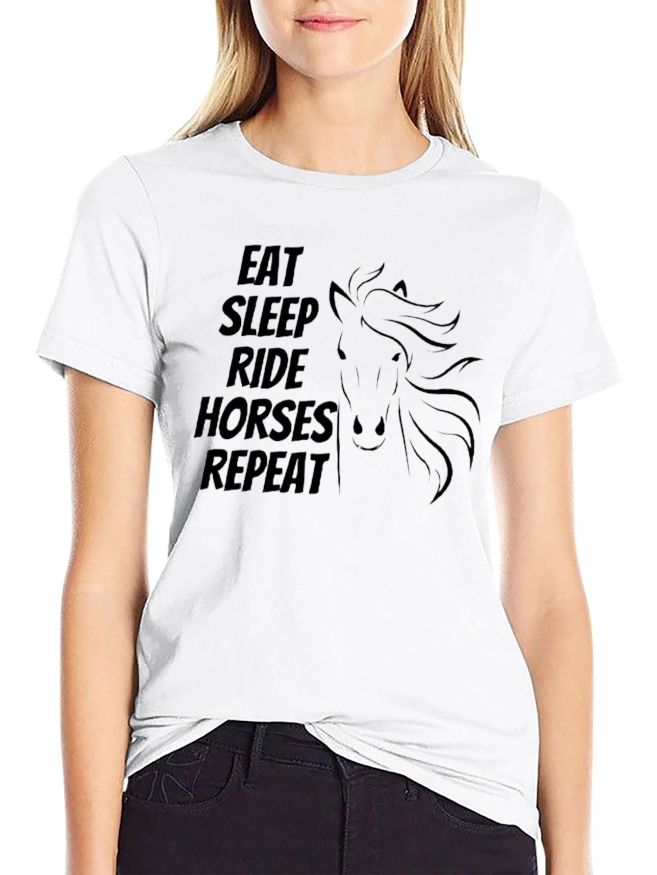 Eat Sleep Ride Horses Repeat Black T-Shirt