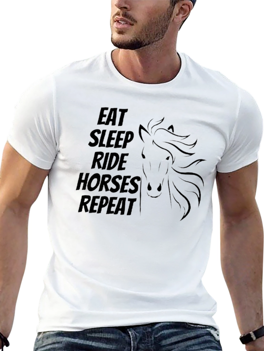 Eat Sleep Ride Horses Repeat Black T-Shirt