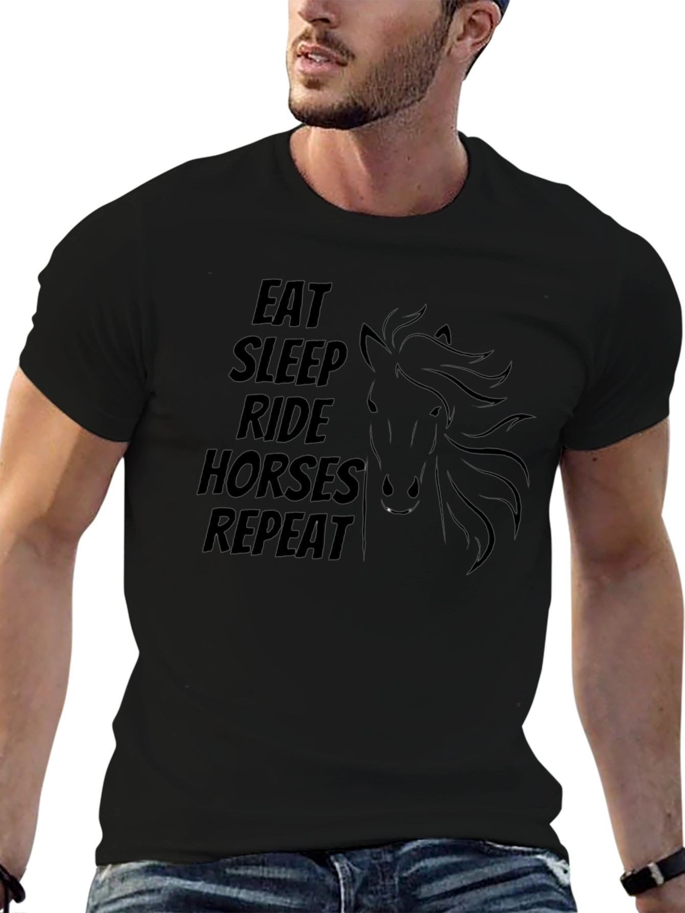 Eat Sleep Ride Horses Repeat Black T-Shirt