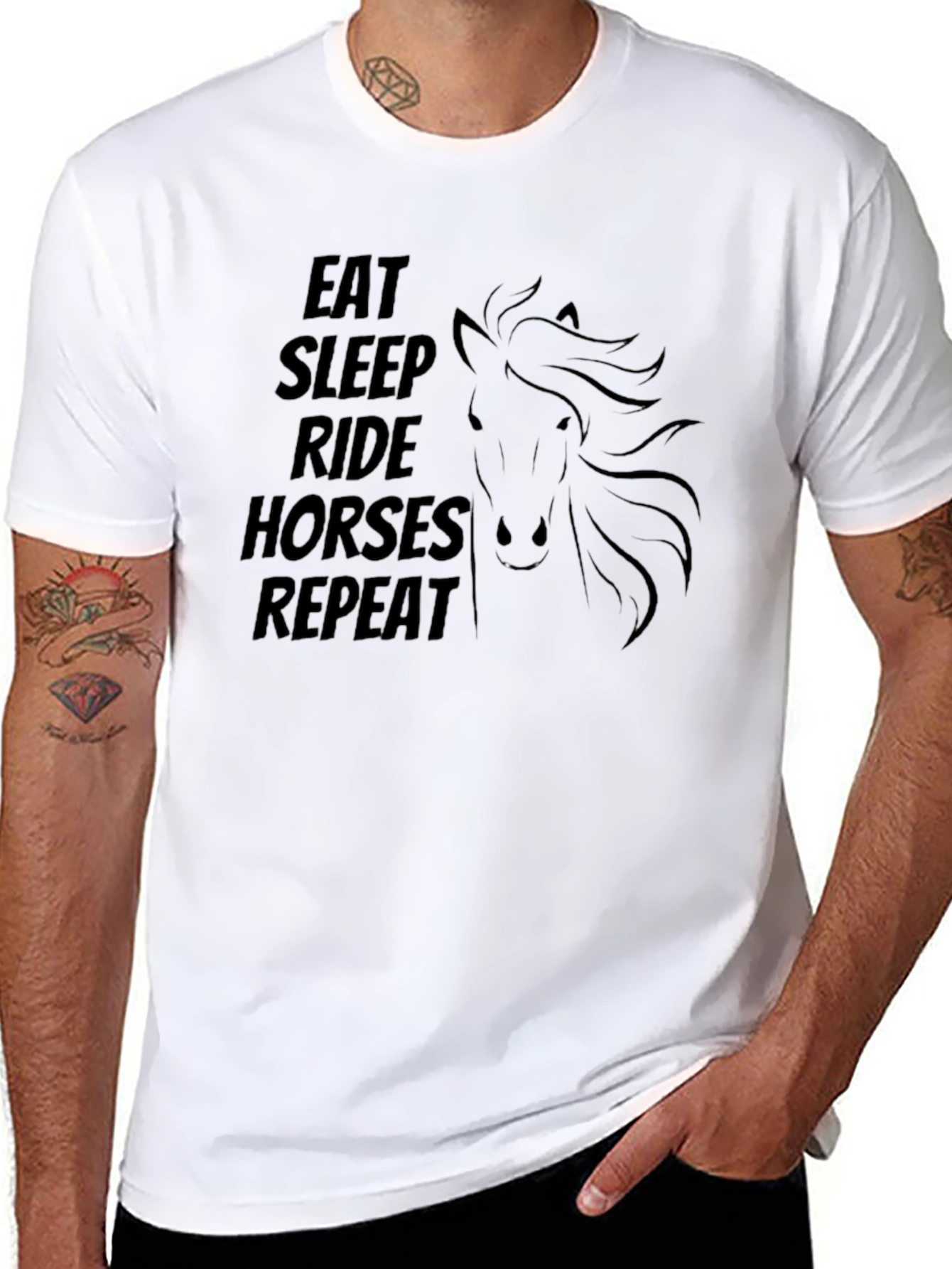 Eat Sleep Ride Horses Repeat Black T-Shirt