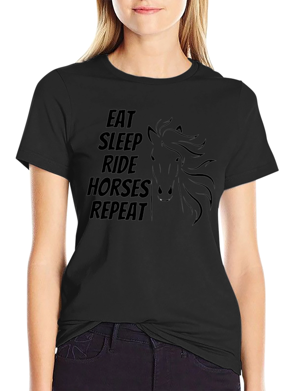Eat Sleep Ride Horses Repeat Black T-Shirt