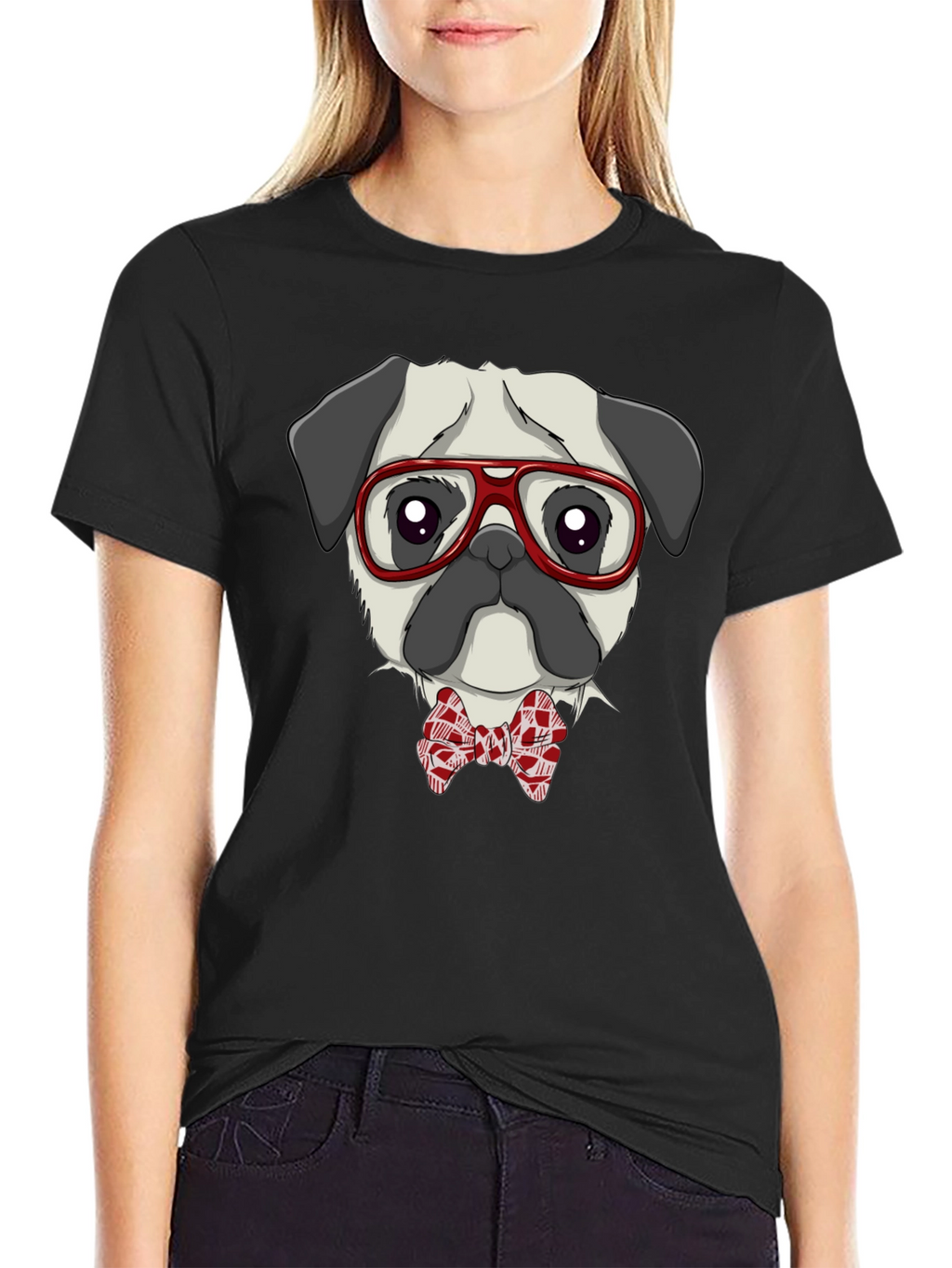 Pug with Glasses & Bow Tie T-Shirt