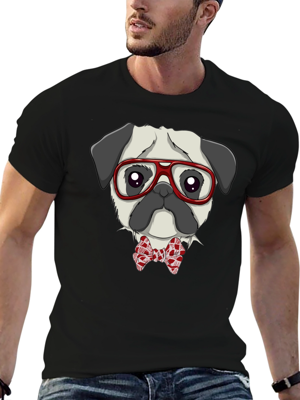 Pug with Glasses & Bow Tie T-Shirt