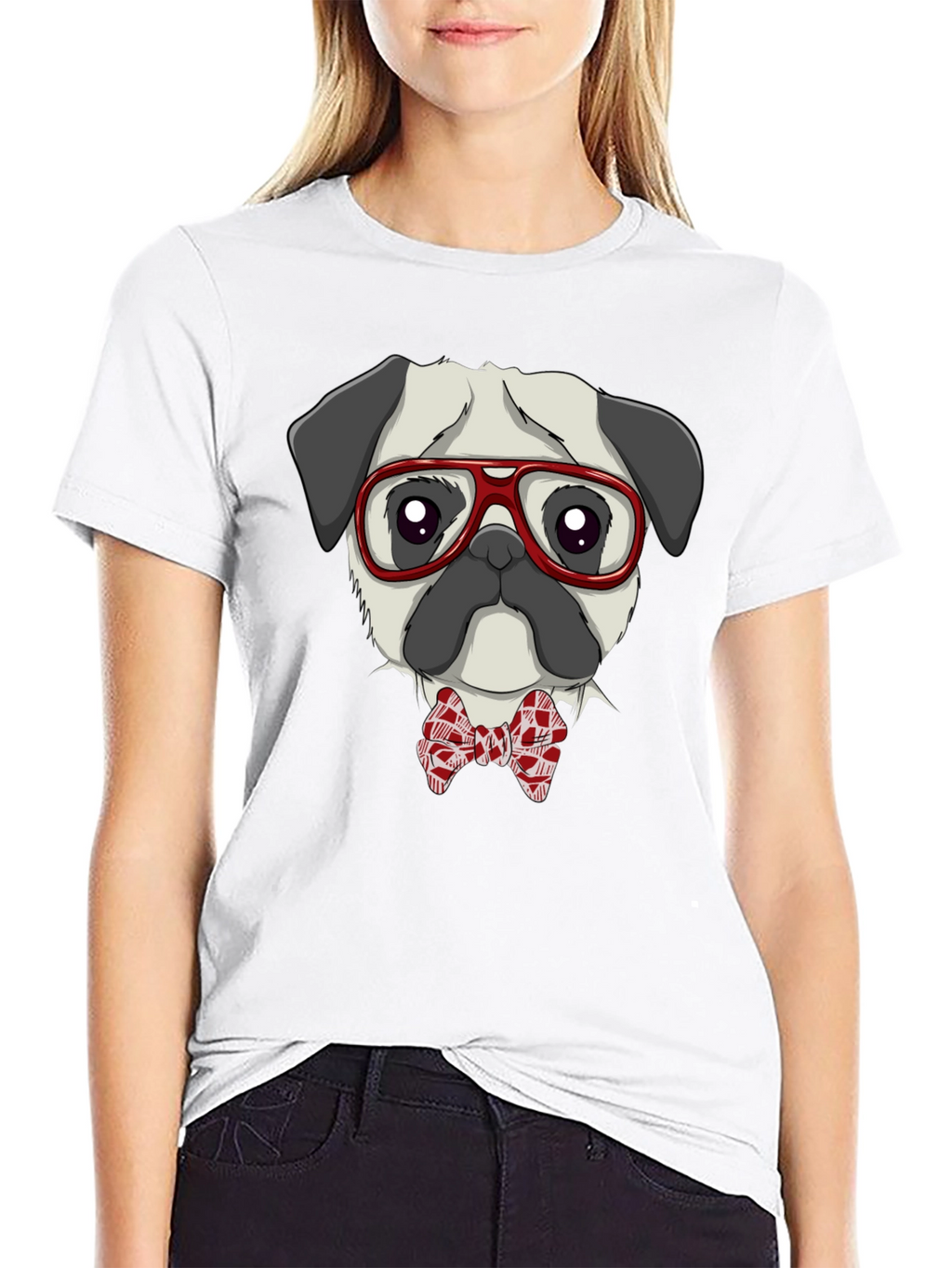 Pug with Glasses & Bow Tie T-Shirt
