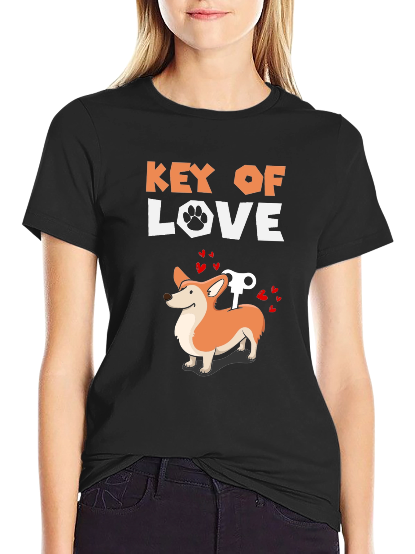 Key of Love Corgi T-Shirt - Cute Dog Tee