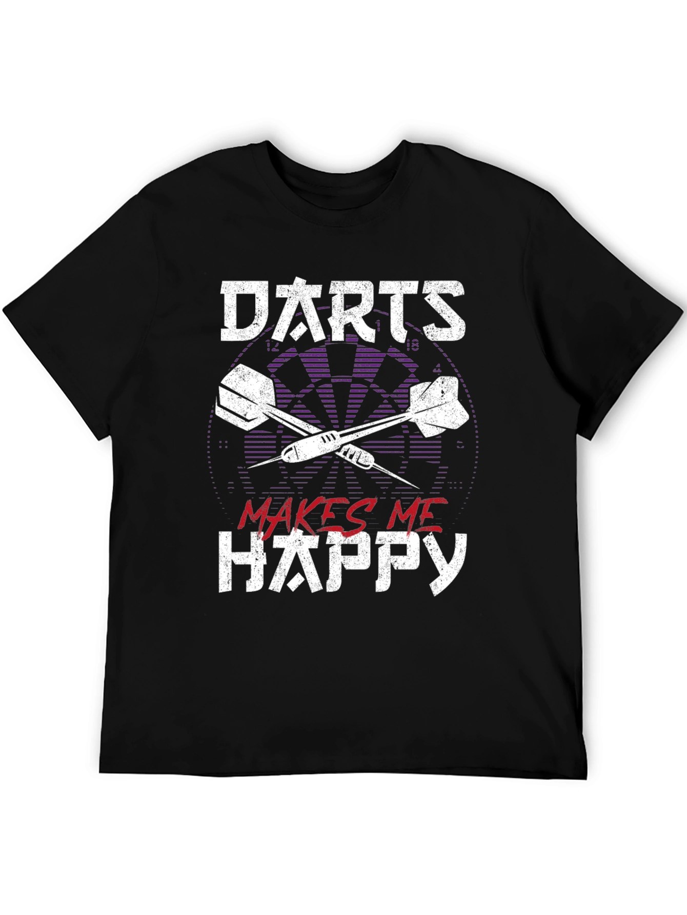 Darts Makes Me Happy Graphic Tee - Casual Black T-Shirt