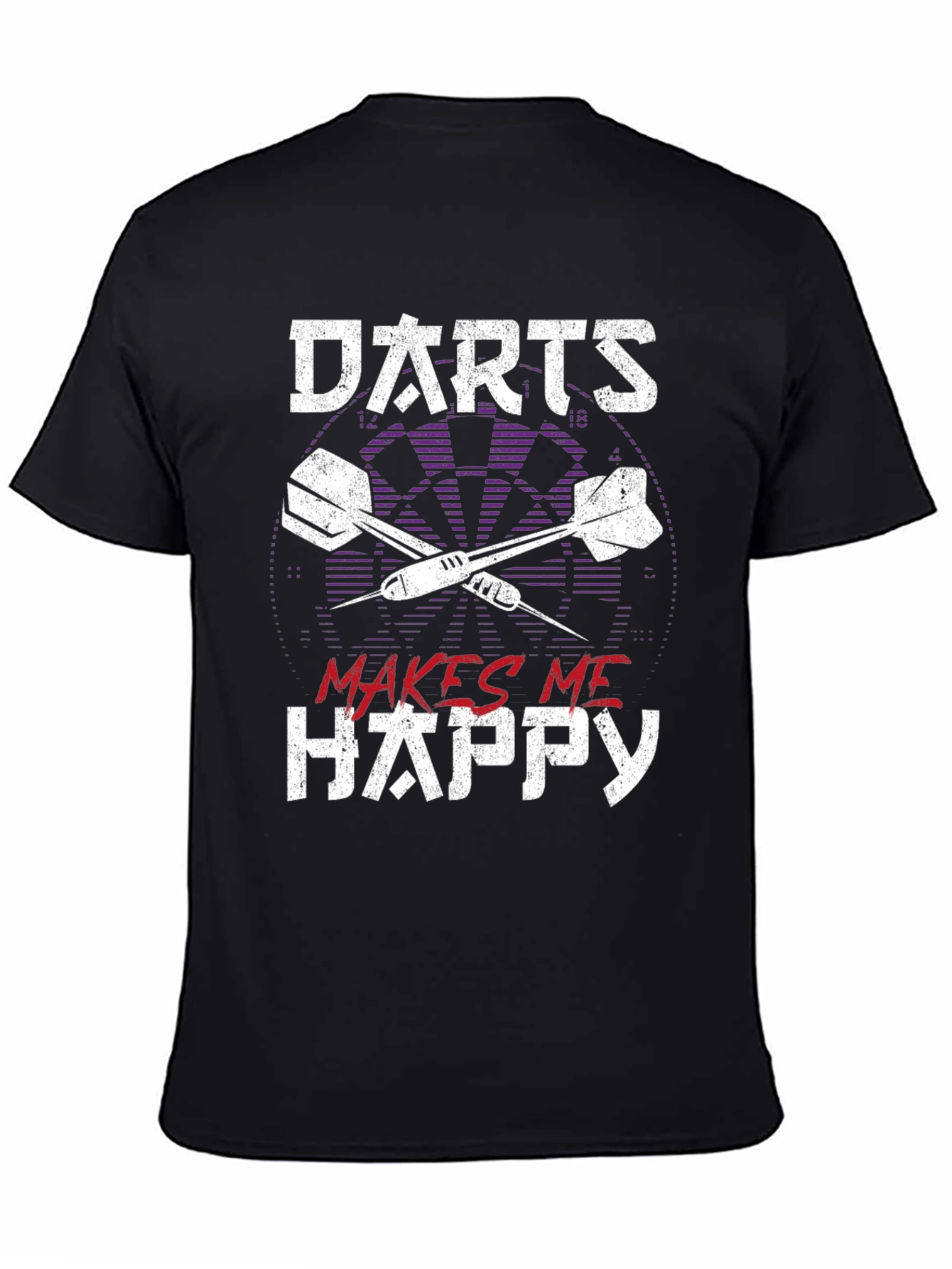 Darts Makes Me Happy Graphic Tee - Casual Black T-Shirt
