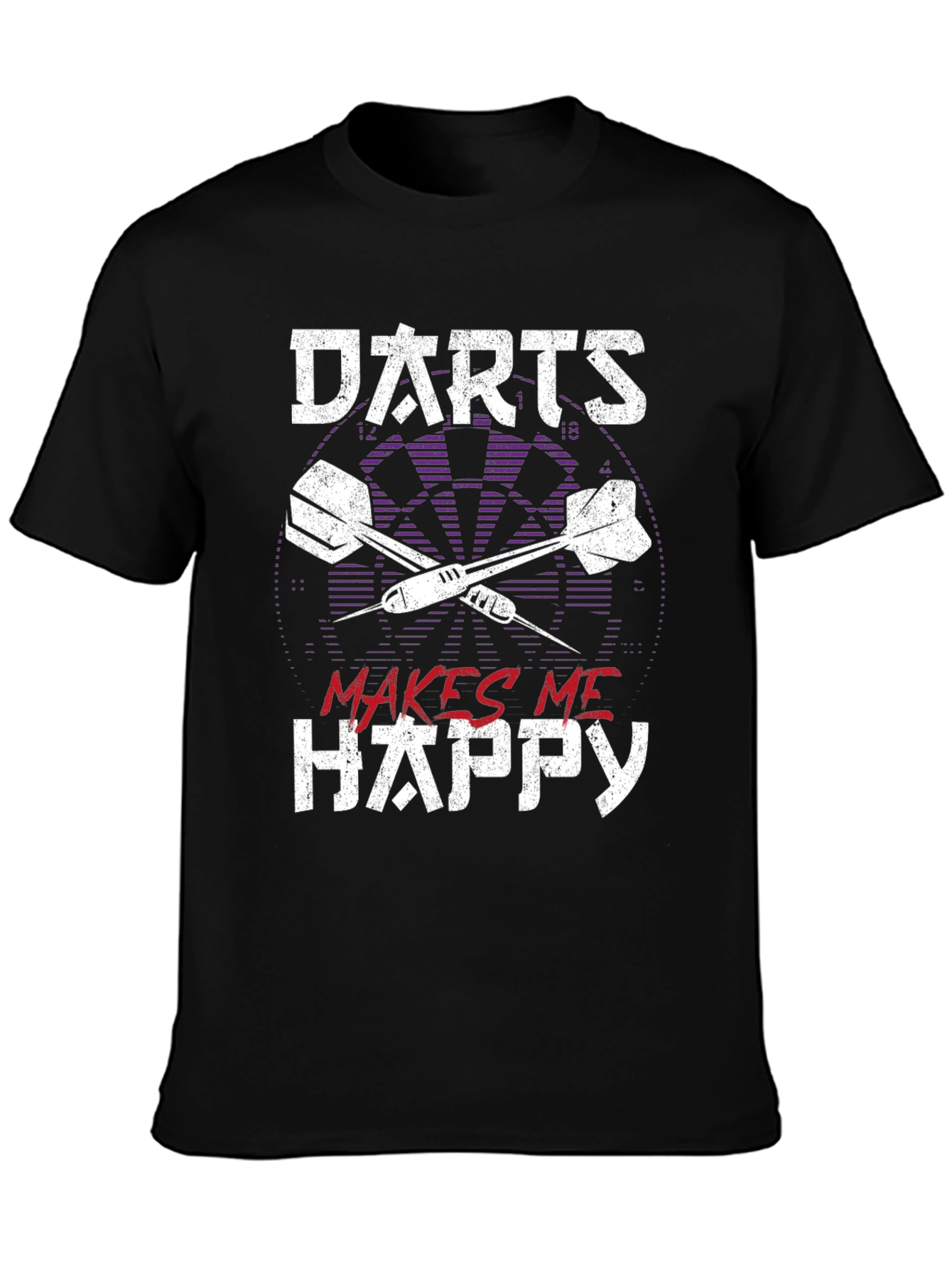 Darts Makes Me Happy Graphic Tee - Casual Black T-Shirt