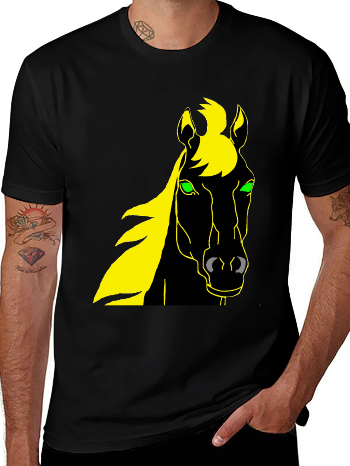 Horse Graphic Tee - Black T-Shirt with Bold Animal Design