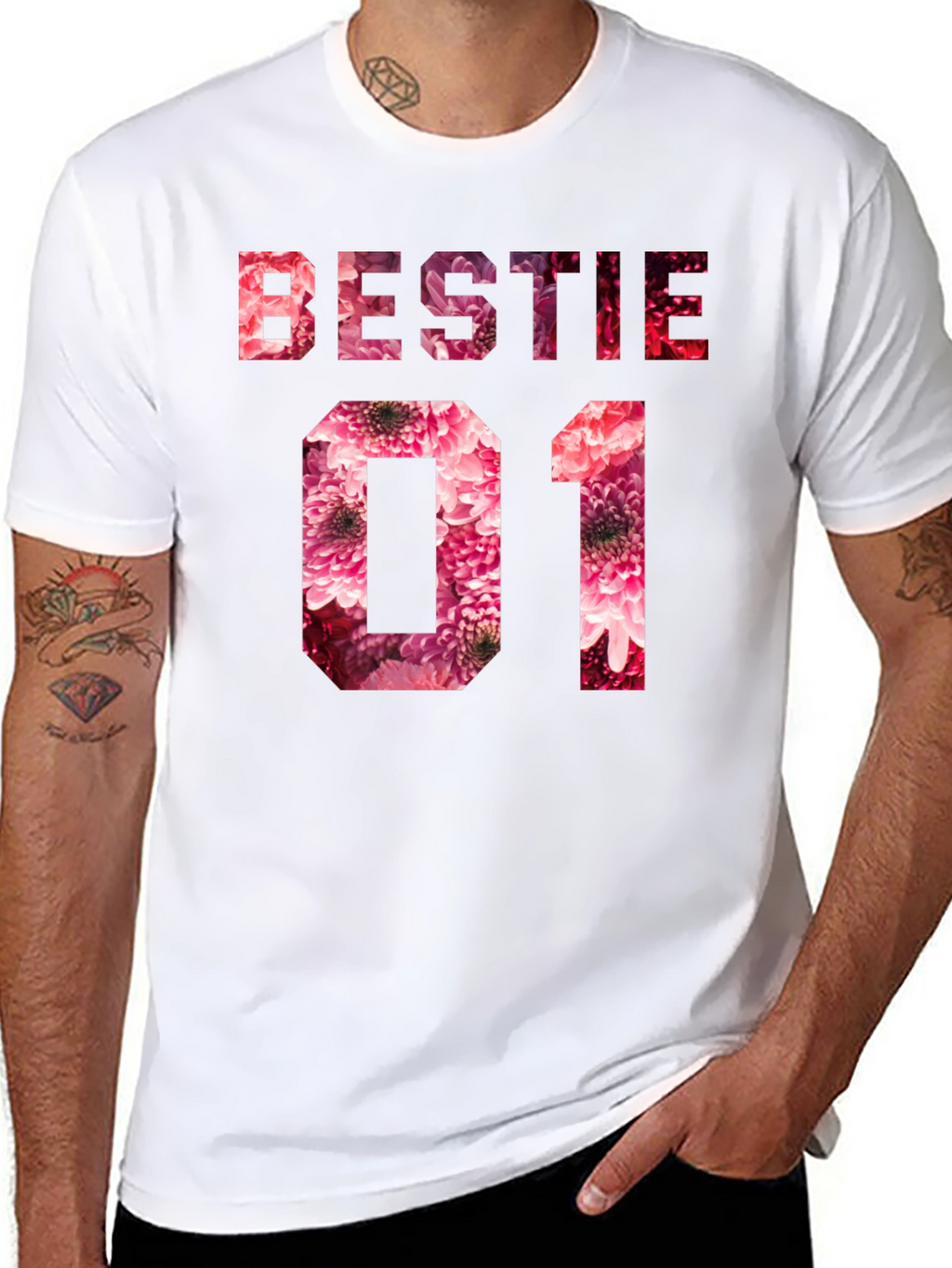 Bestie 01 Floral T-Shirt - Cute Matching Tee