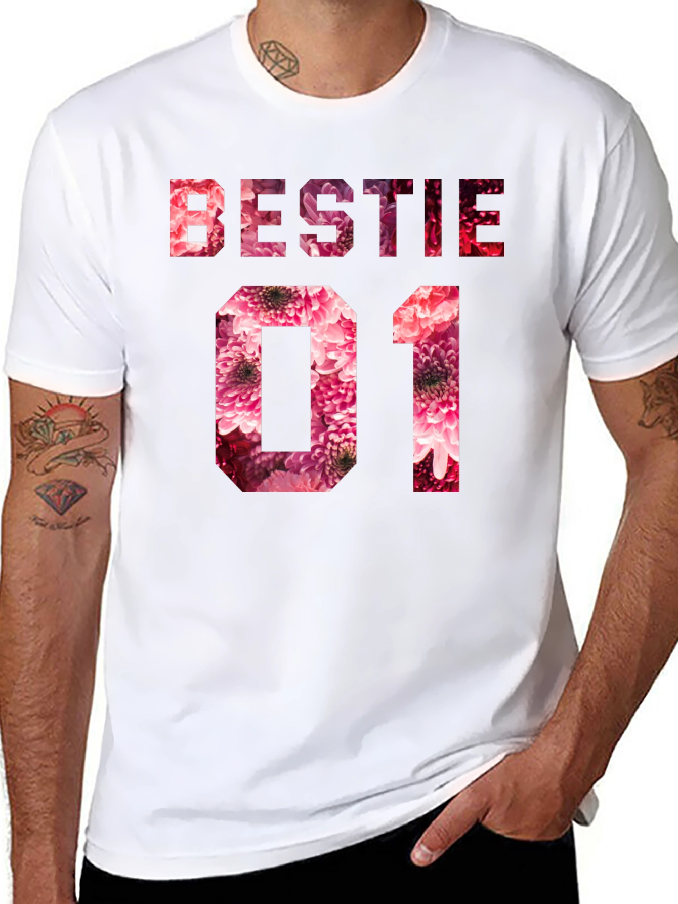 Bestie 01 Floral T-Shirt - Cute Matching Tee