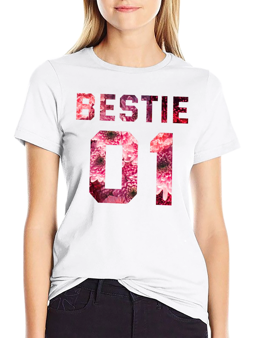 Bestie 01 Floral T-Shirt - Cute Matching Tee