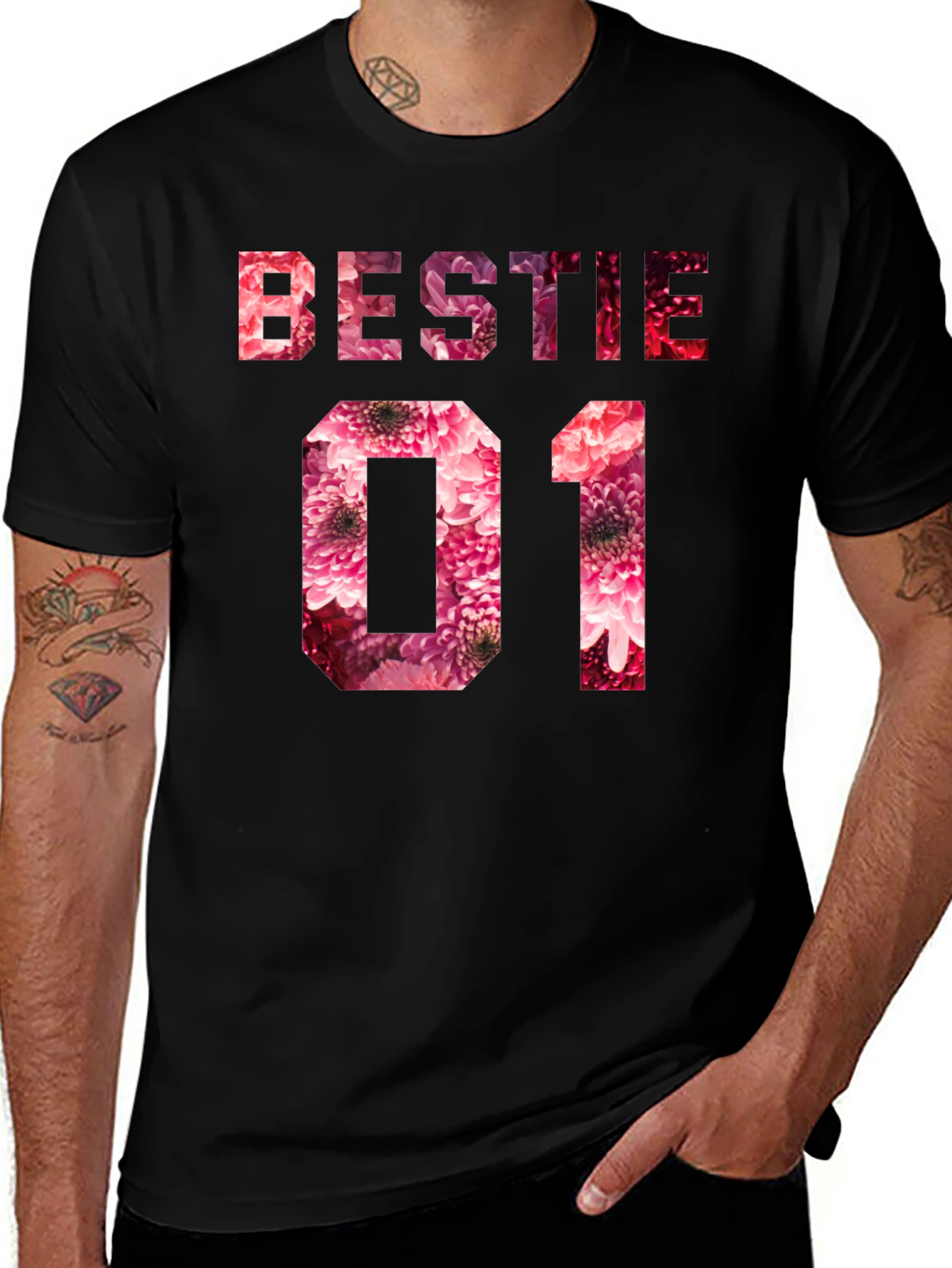 Bestie 01 Floral T-Shirt - Cute Matching Tee