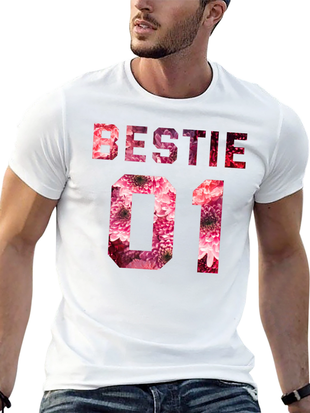 Bestie 01 Floral T-Shirt - Cute Matching Tee