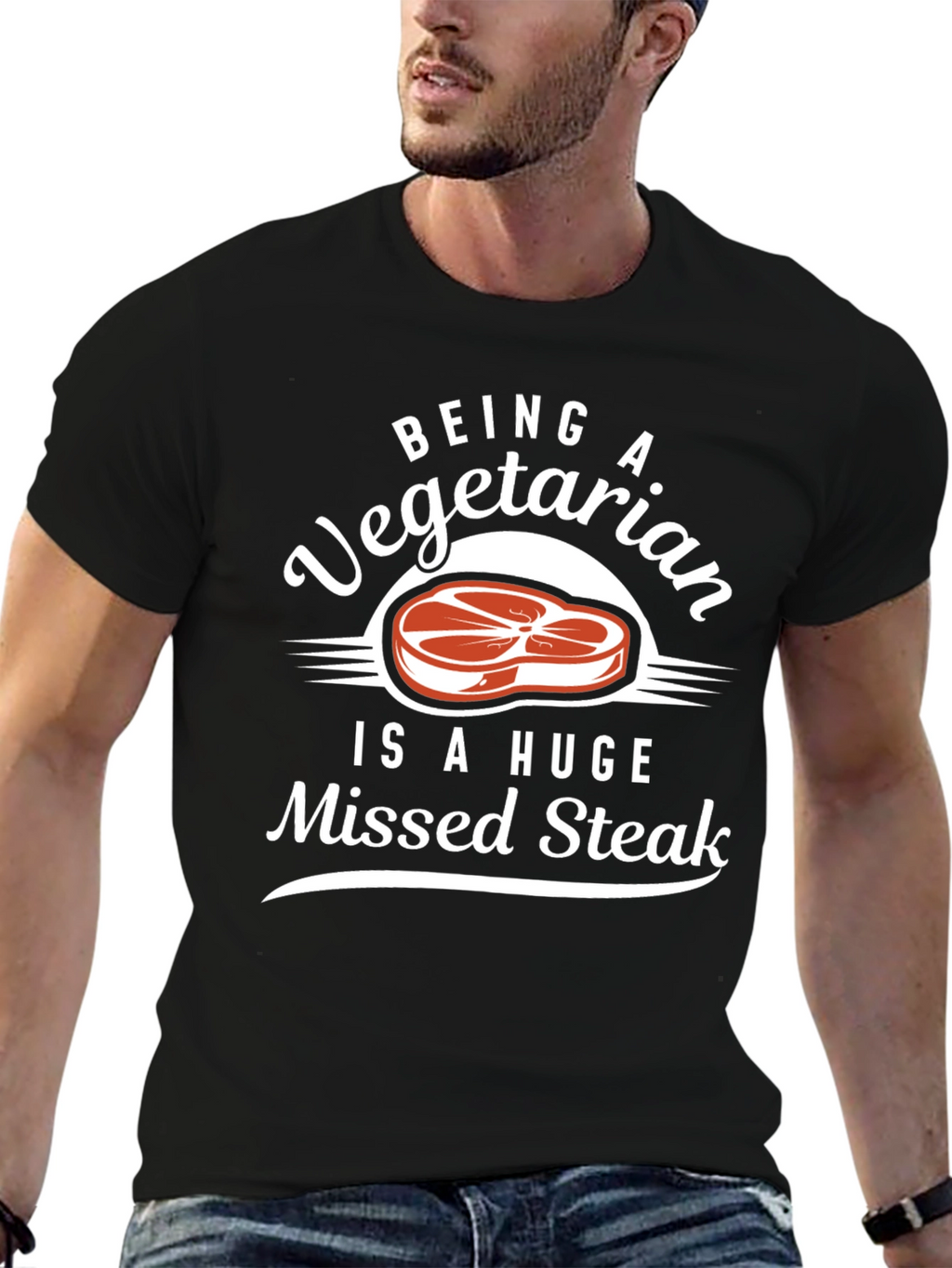 Vegetarian Missed Steak Graphic Tee - Funny Foodie Shirt