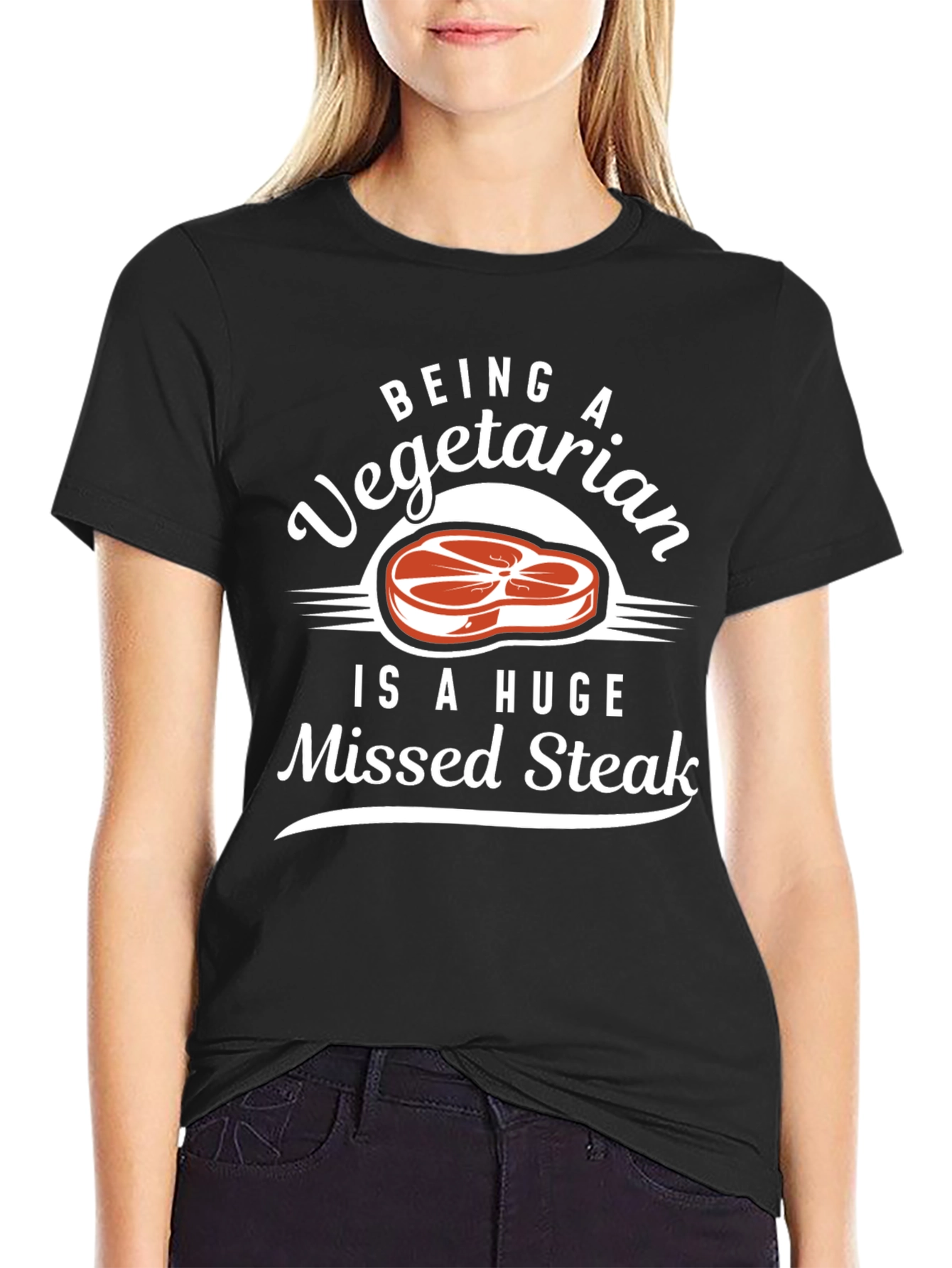 Vegetarian Missed Steak Graphic Tee - Funny Foodie Shirt