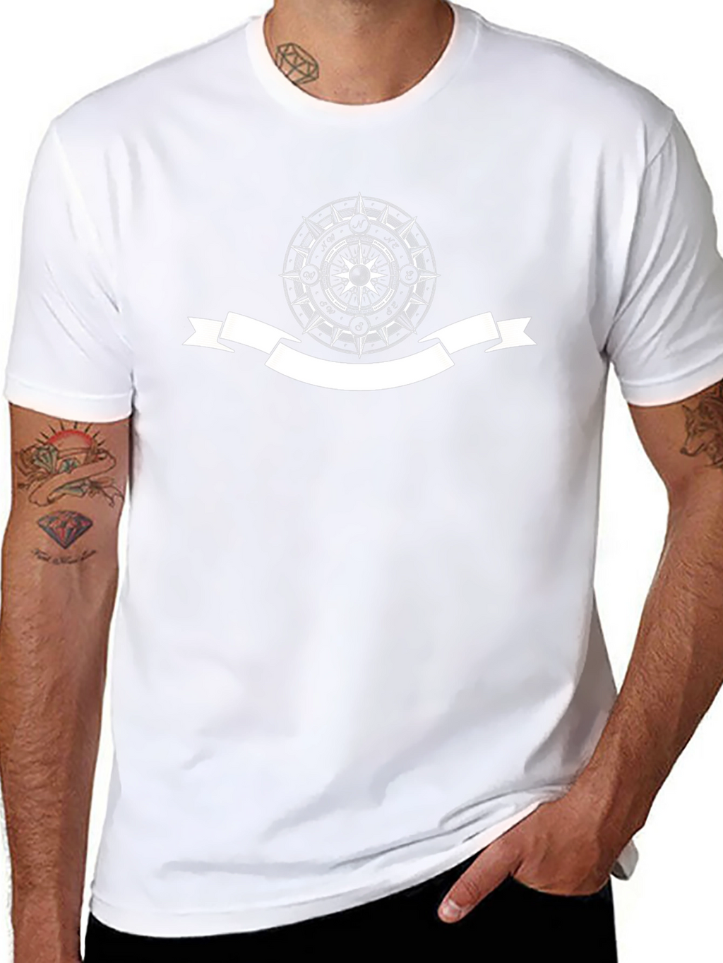 Nautical Compass Graphic Mens Black T-Shirt
