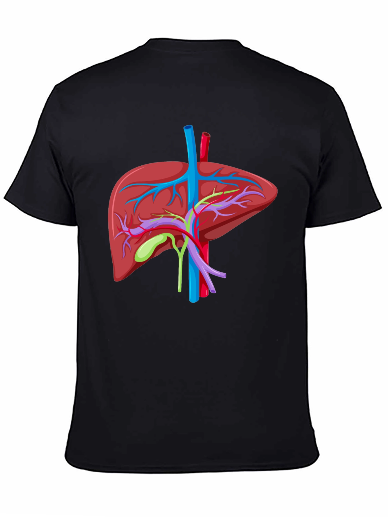 Anatomical Liver Graphic T-Shirt - Black Cotton Tee