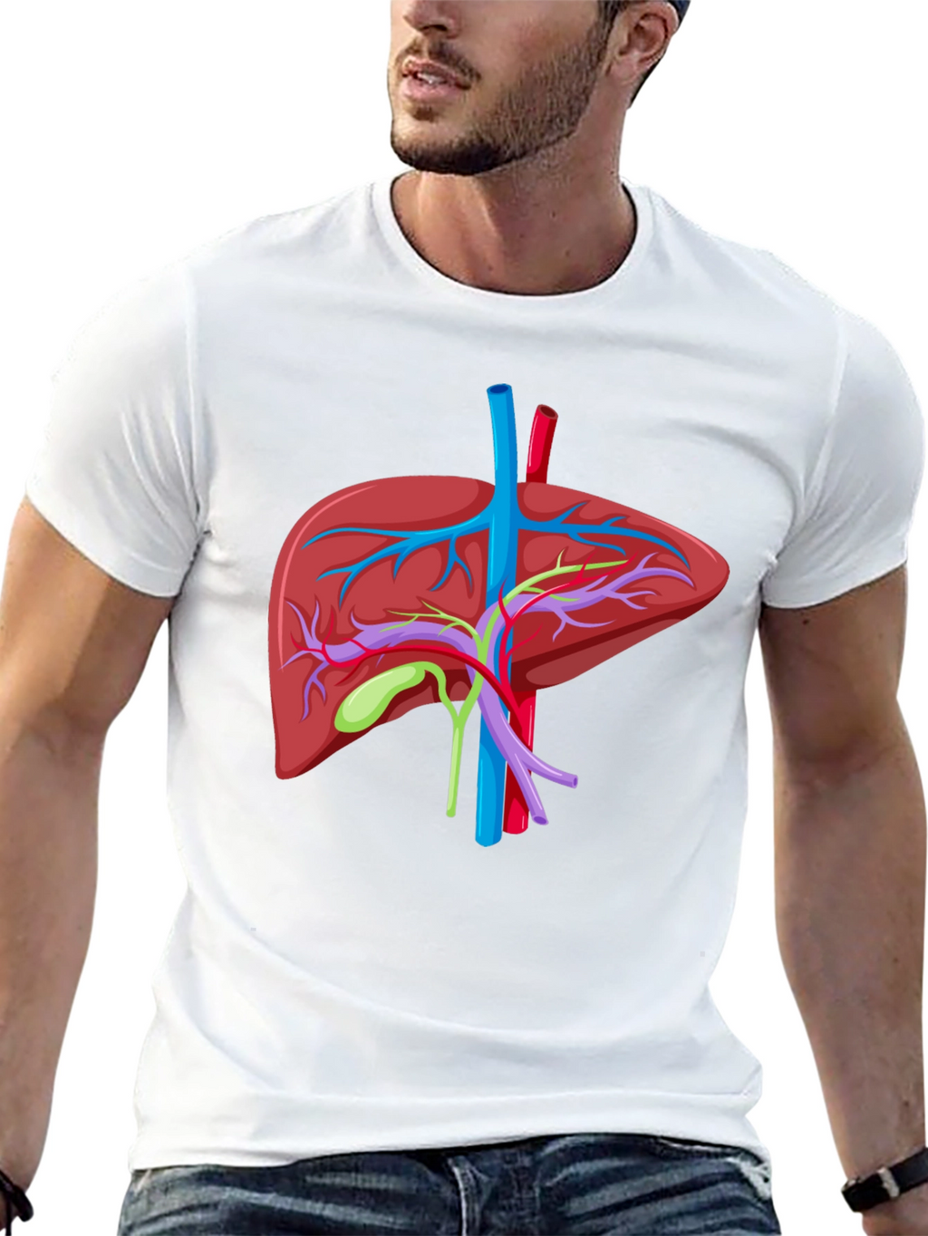 Anatomical Liver Graphic T-Shirt - Black Cotton Tee