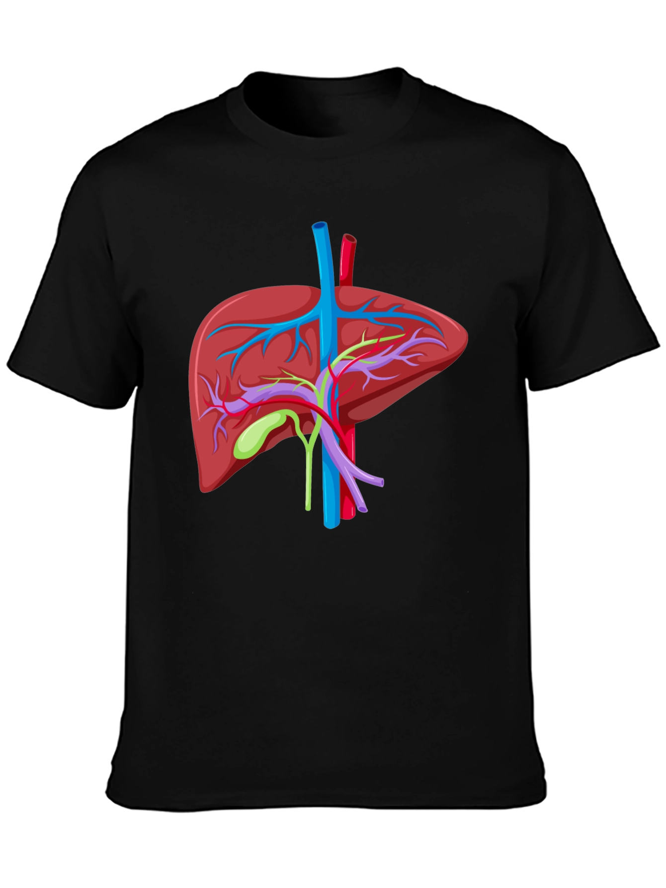Anatomical Liver Graphic T-Shirt - Black Cotton Tee