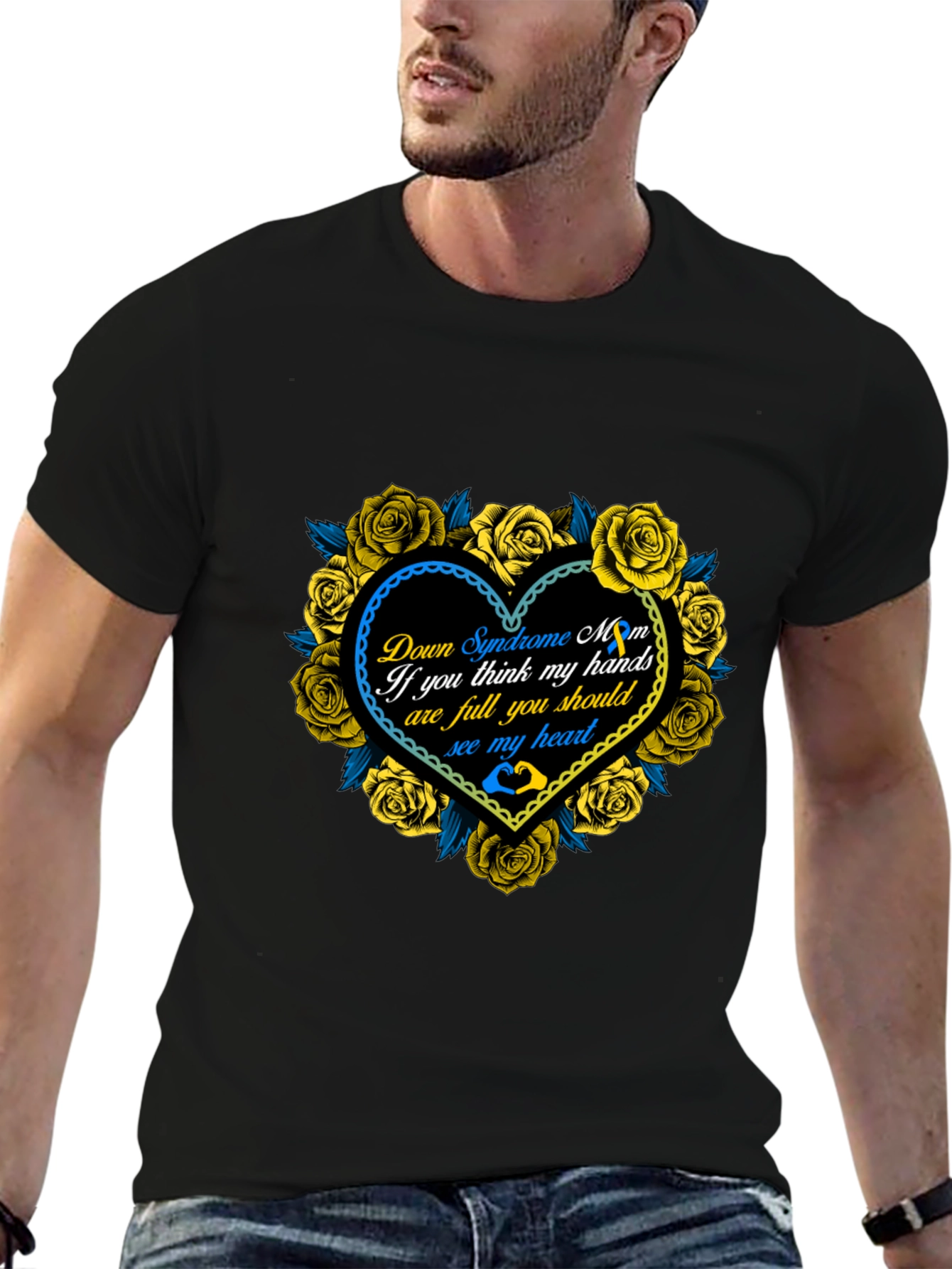 Down Syndrome Mom Heart Roses T-Shirt