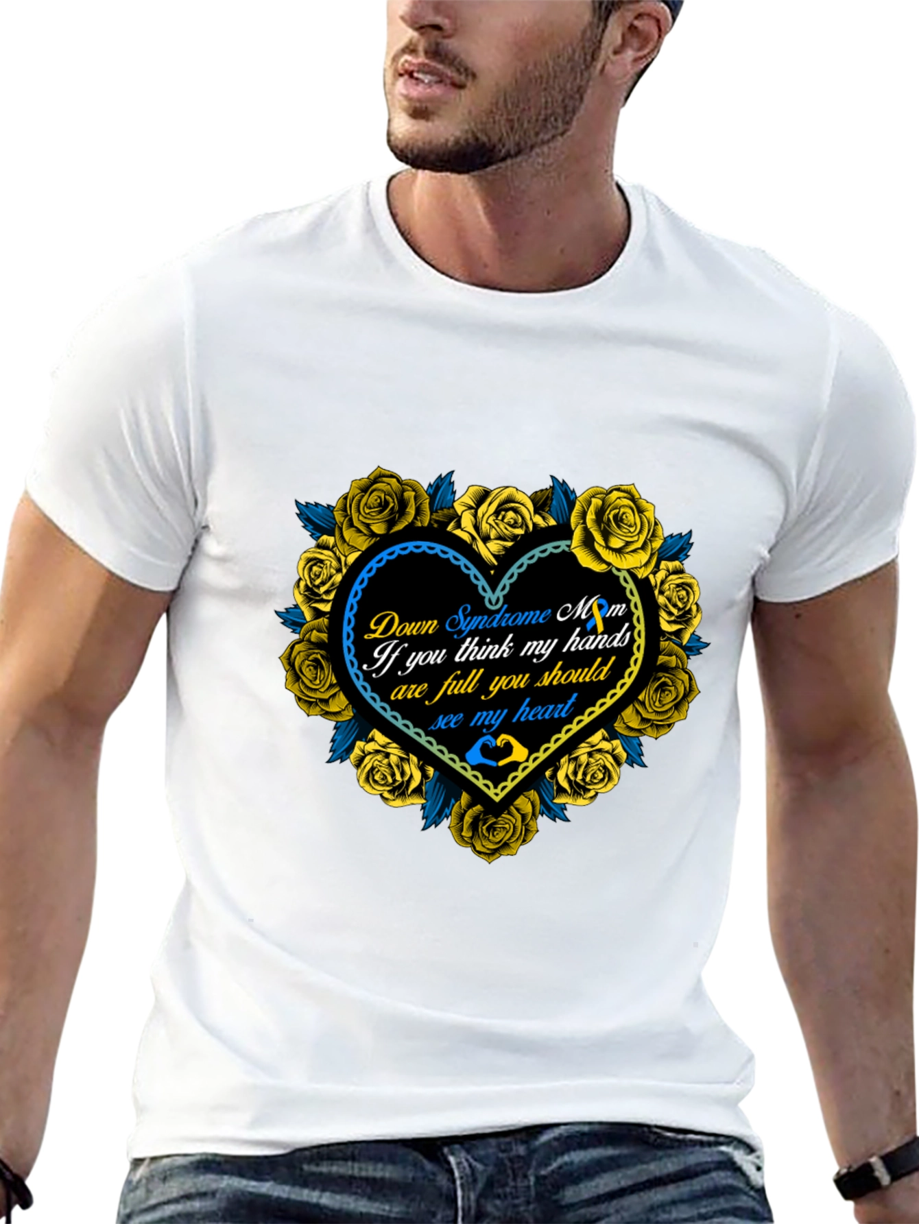 Down Syndrome Mom Heart Roses T-Shirt