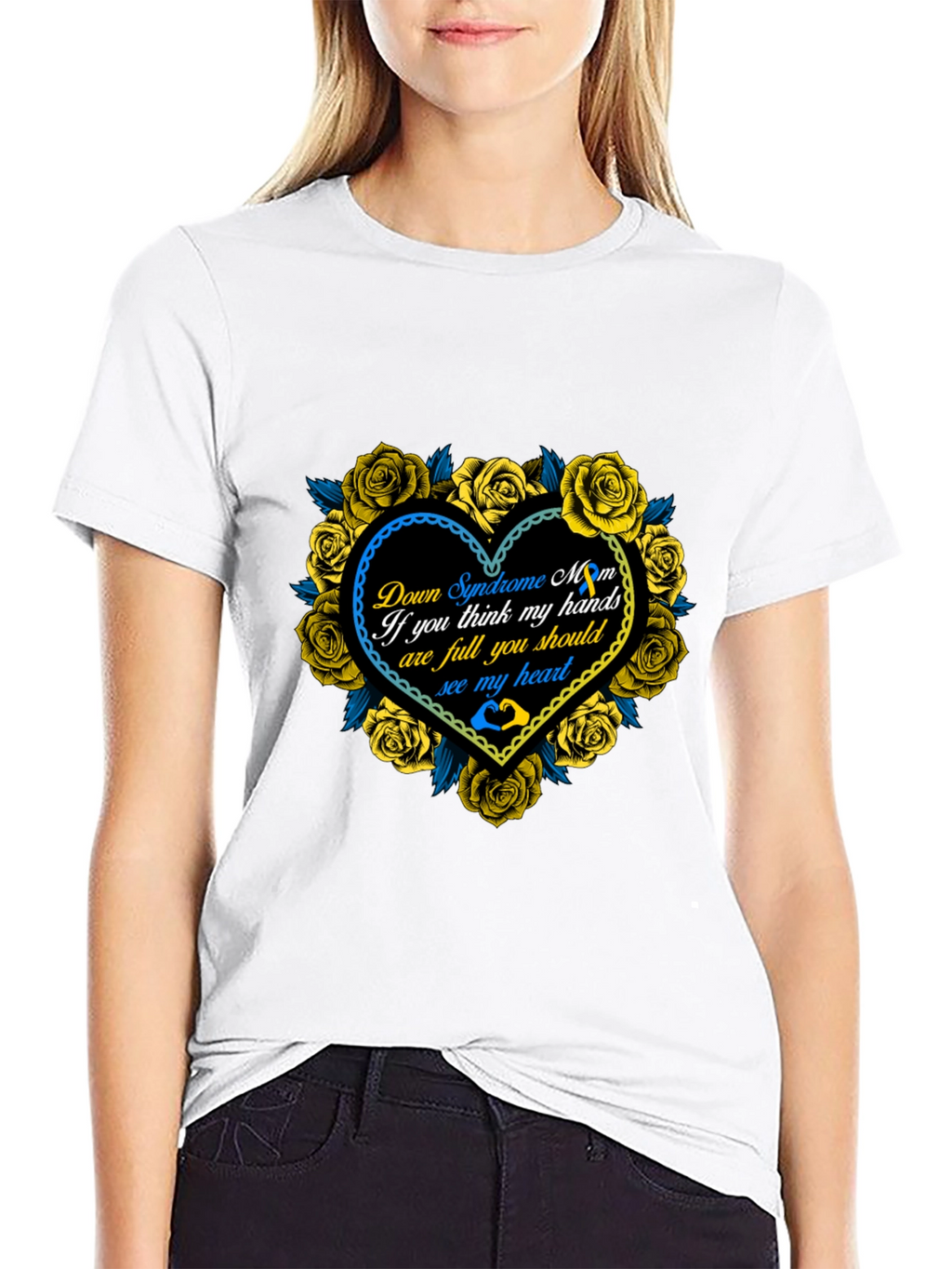 Down Syndrome Mom Heart Roses T-Shirt